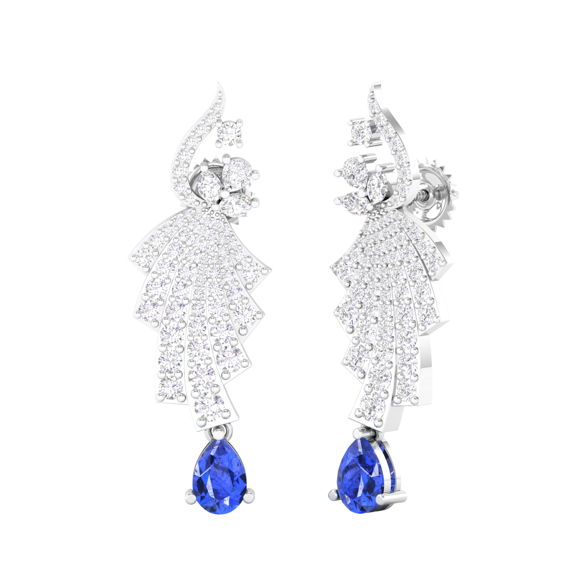 Maurya Leap Drop Earrings with Emerald and Diamonds