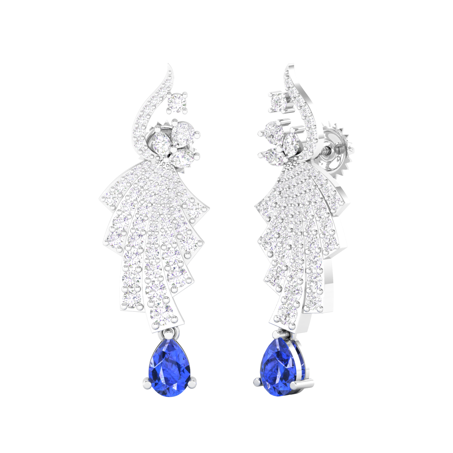 Maurya Leap Drop Earrings with Emerald and Diamonds