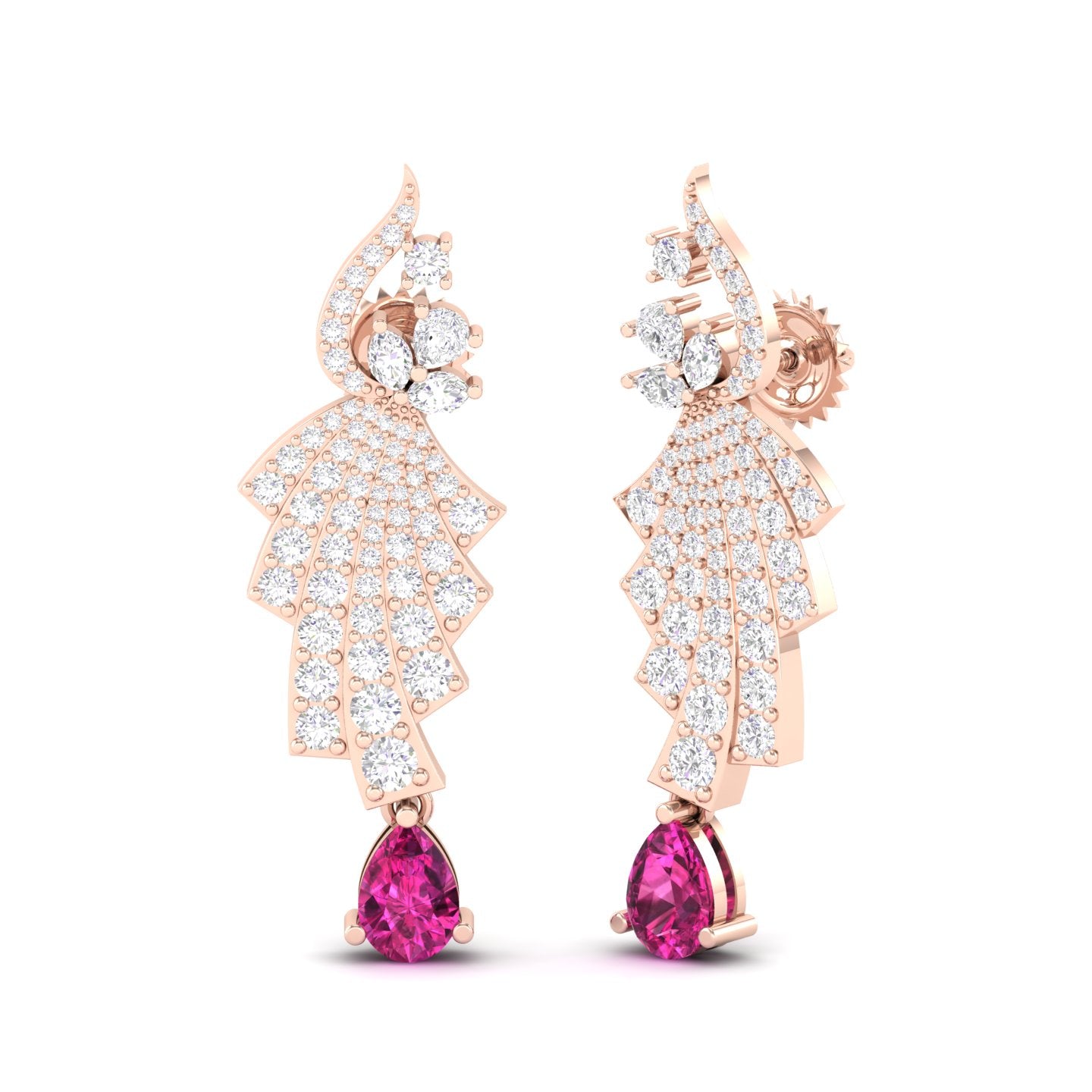 Maurya Leap Drop Earrings with Emerald and Diamonds