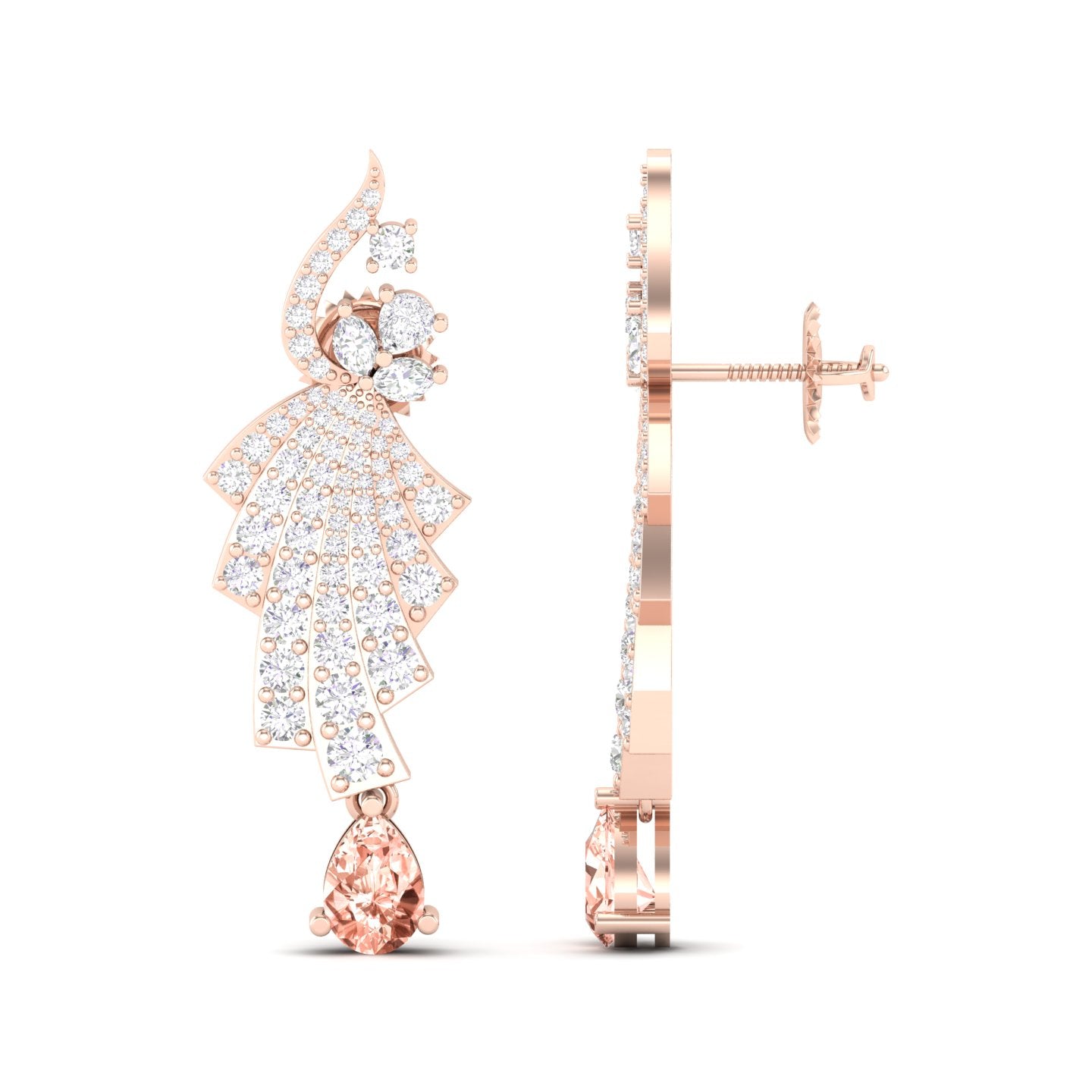 Maurya Leap Drop Earrings with Emerald and Diamonds