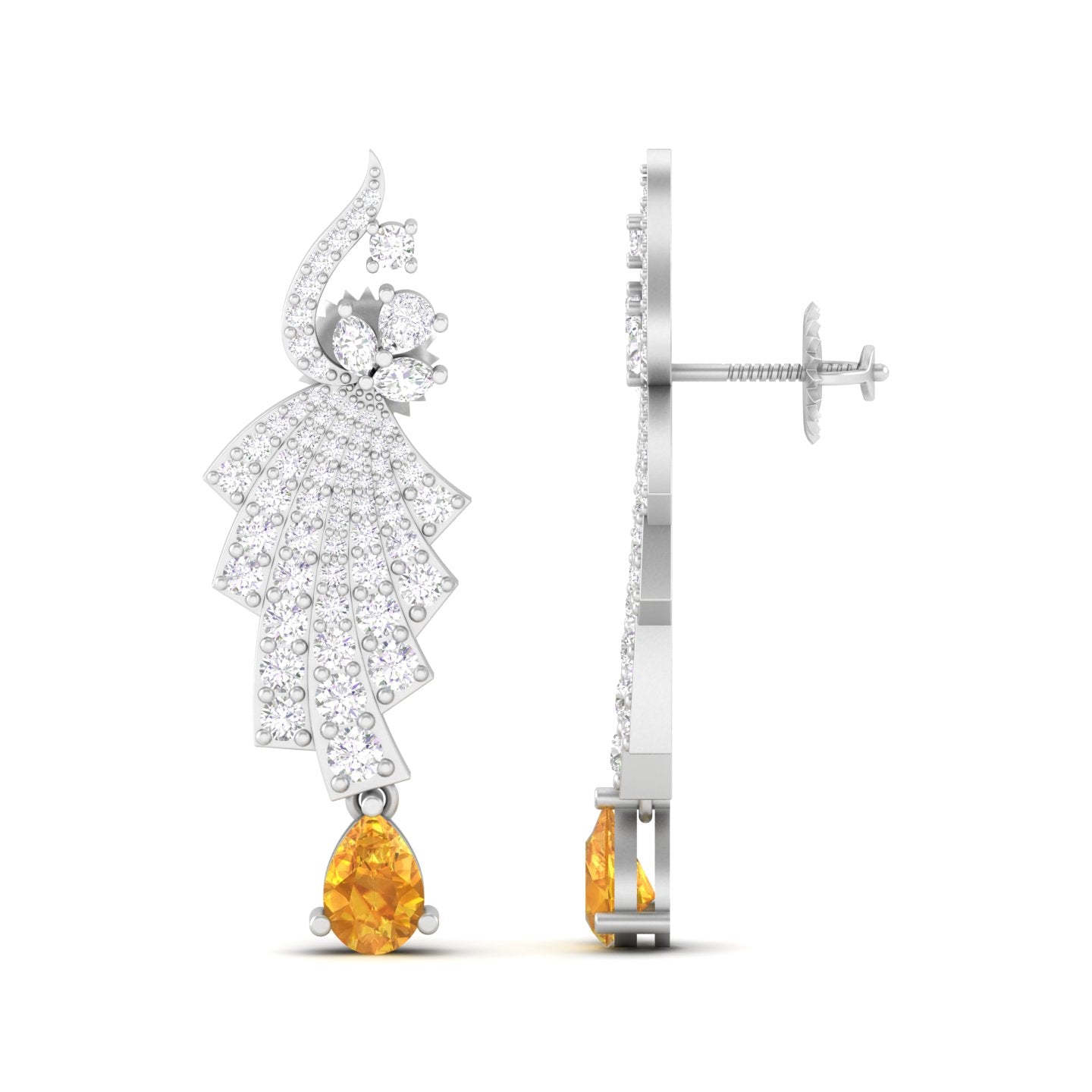Maurya Leap Drop Earrings with Emerald and Diamonds