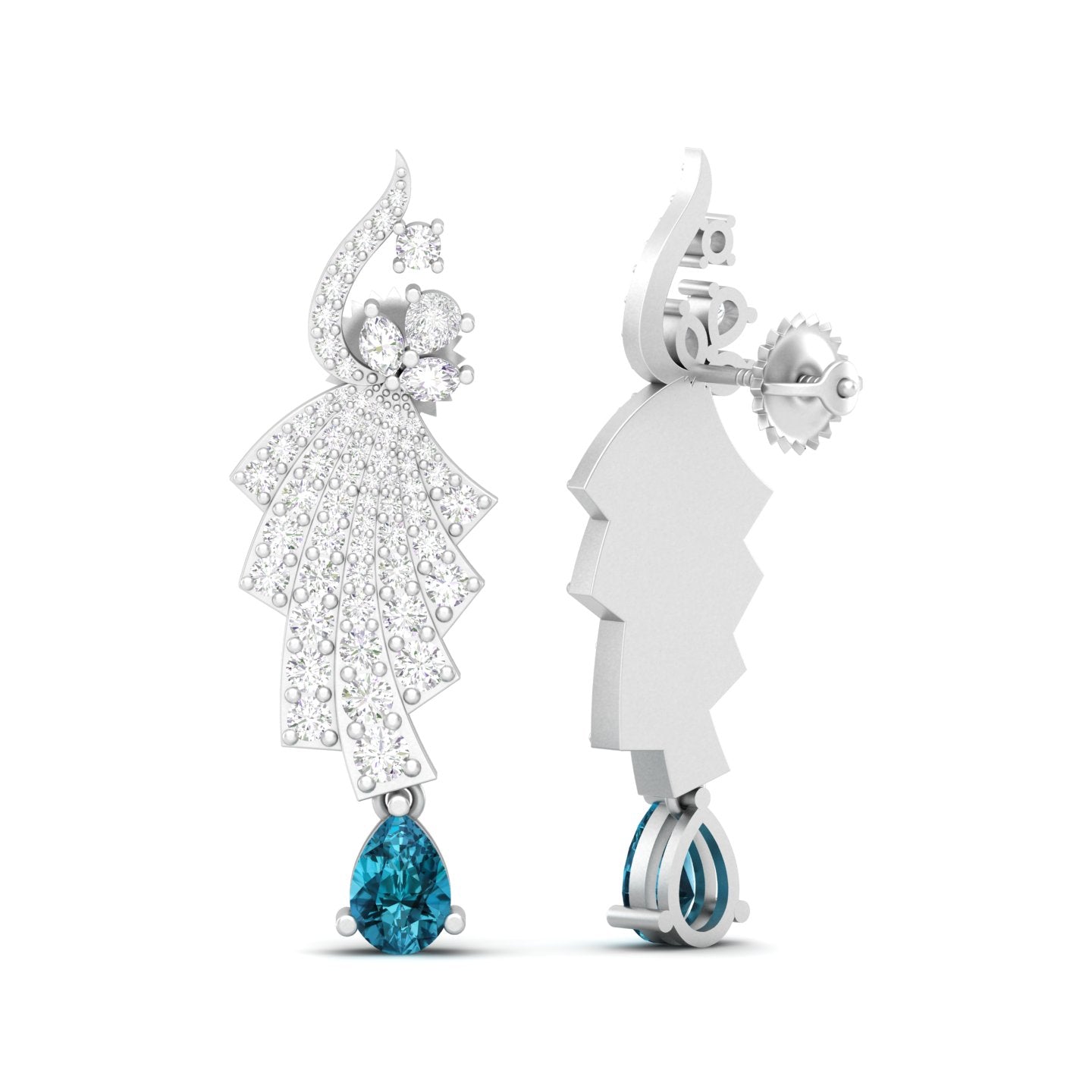 Maurya Leap Drop Earrings with Emerald and Diamonds