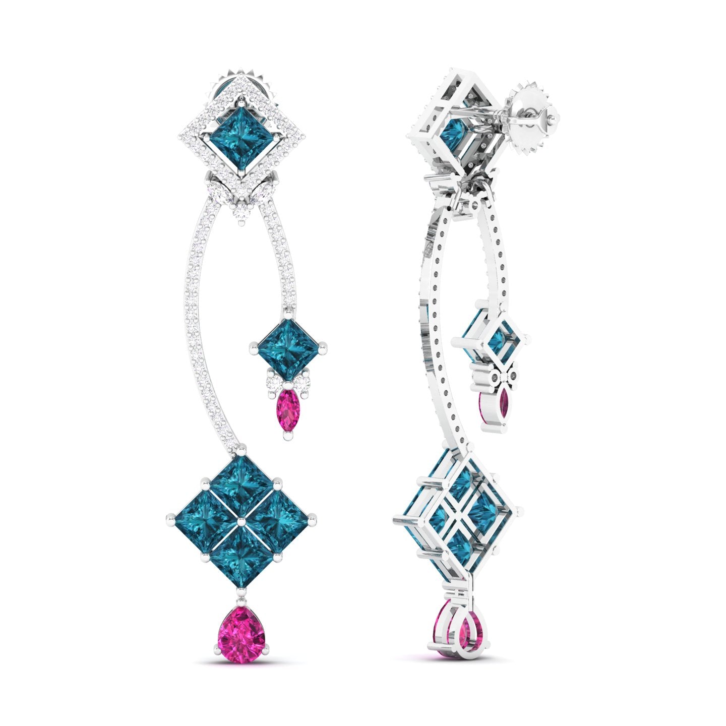 Maurya Palazzo Citrine Drop Earrings with Pink Amethyst and Diamonds