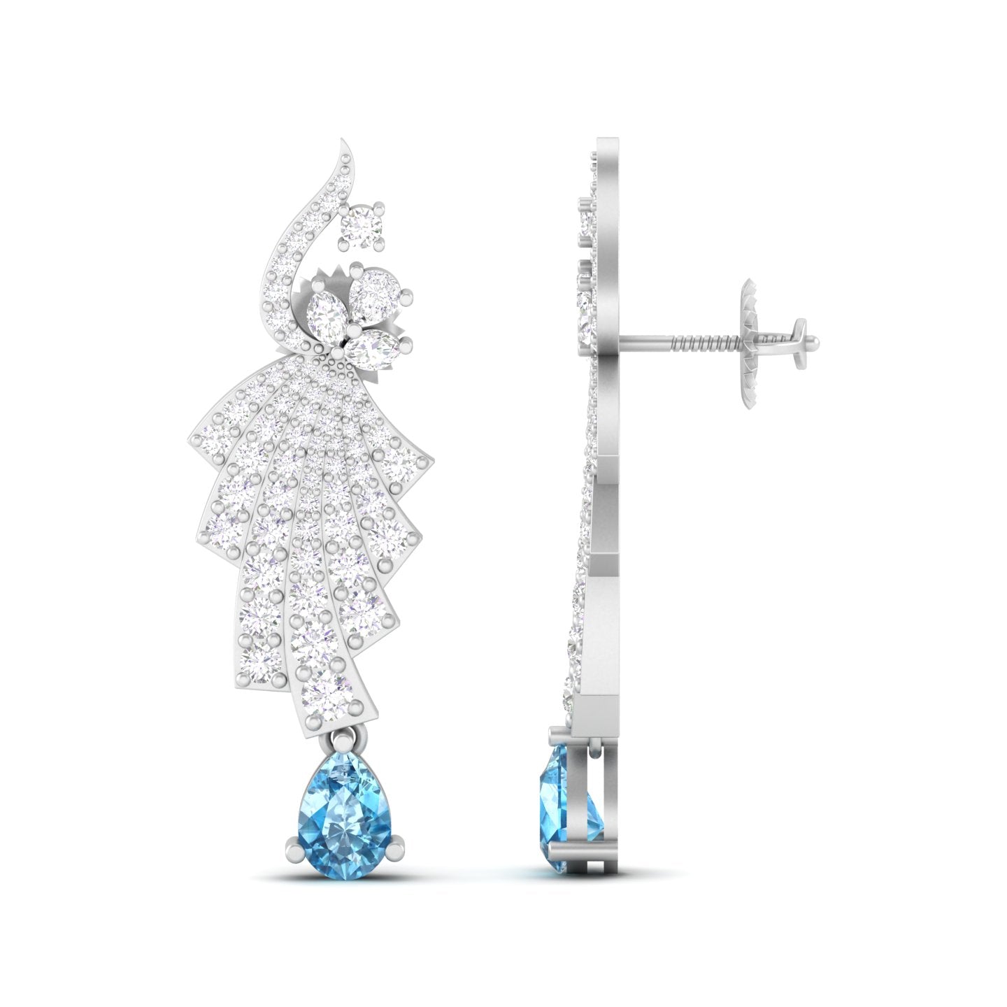 Maurya Leap Drop Earrings with Emerald and Diamonds