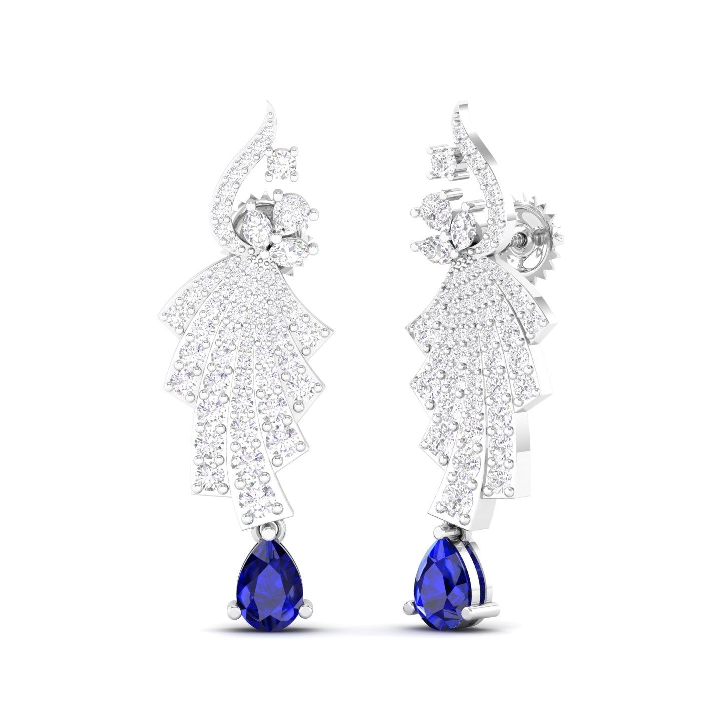 Maurya Leap Drop Earrings with Emerald and Diamonds