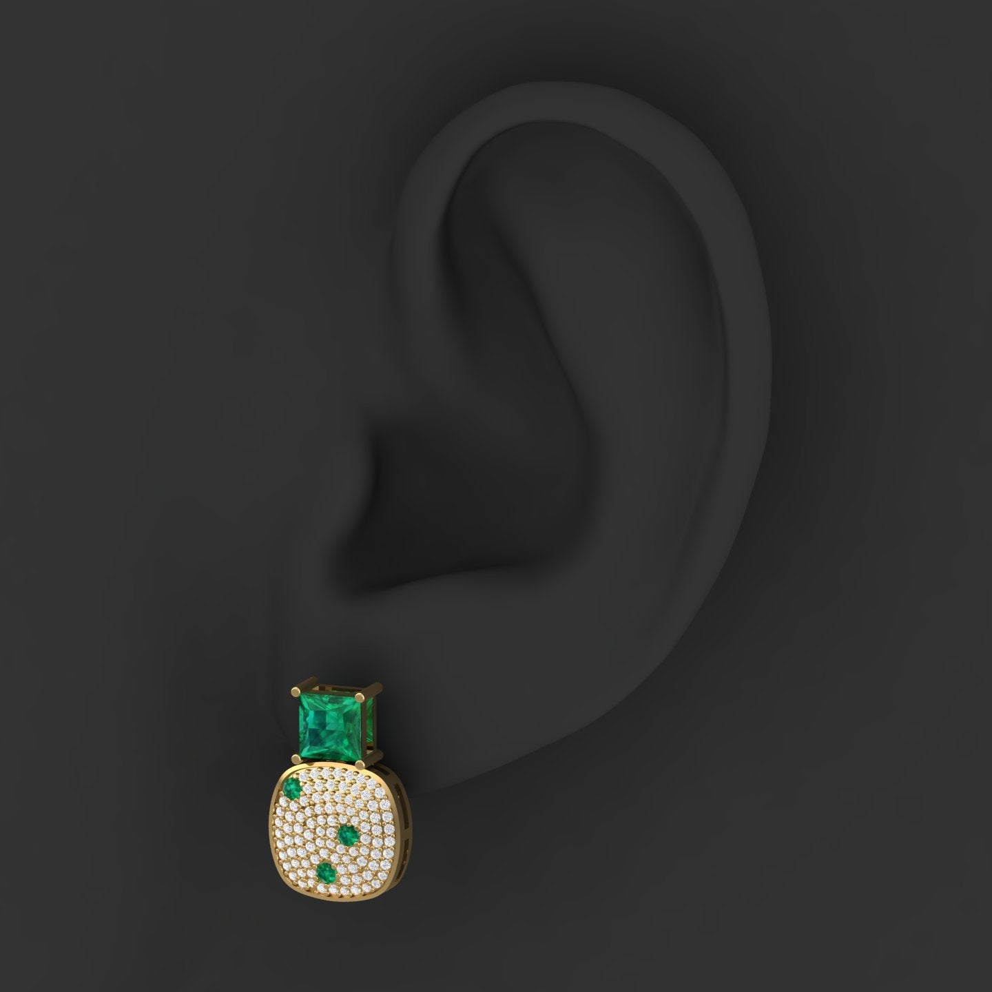 Maurya Squash Emerald Push Back Earrings