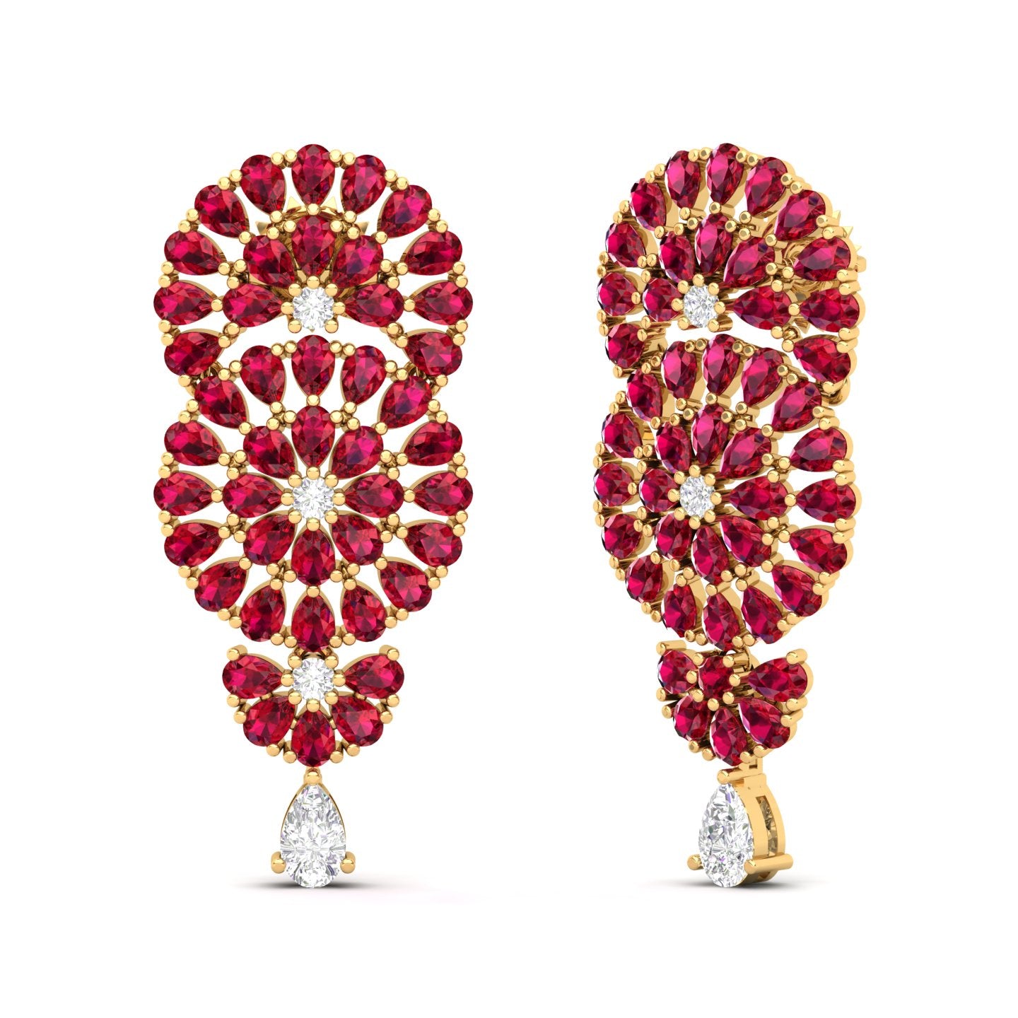Maurya Festoon Blue Sapphire Drop Earrings with Diamonds