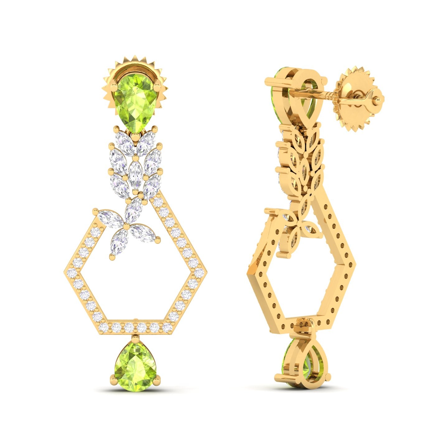 Maurya Mystic Pink Amethyst Drop Earrings with Marquise Diamonds