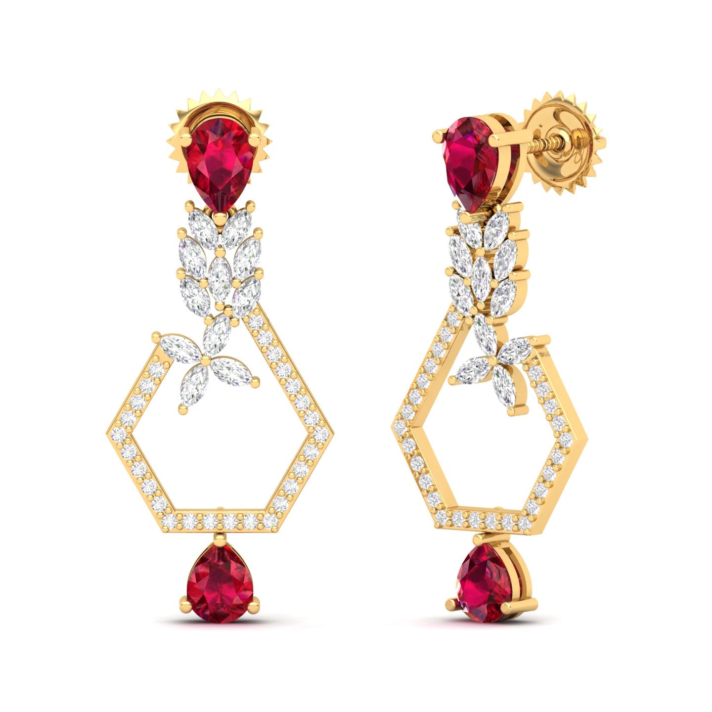 Maurya Mystic Pink Amethyst Drop Earrings with Marquise Diamonds