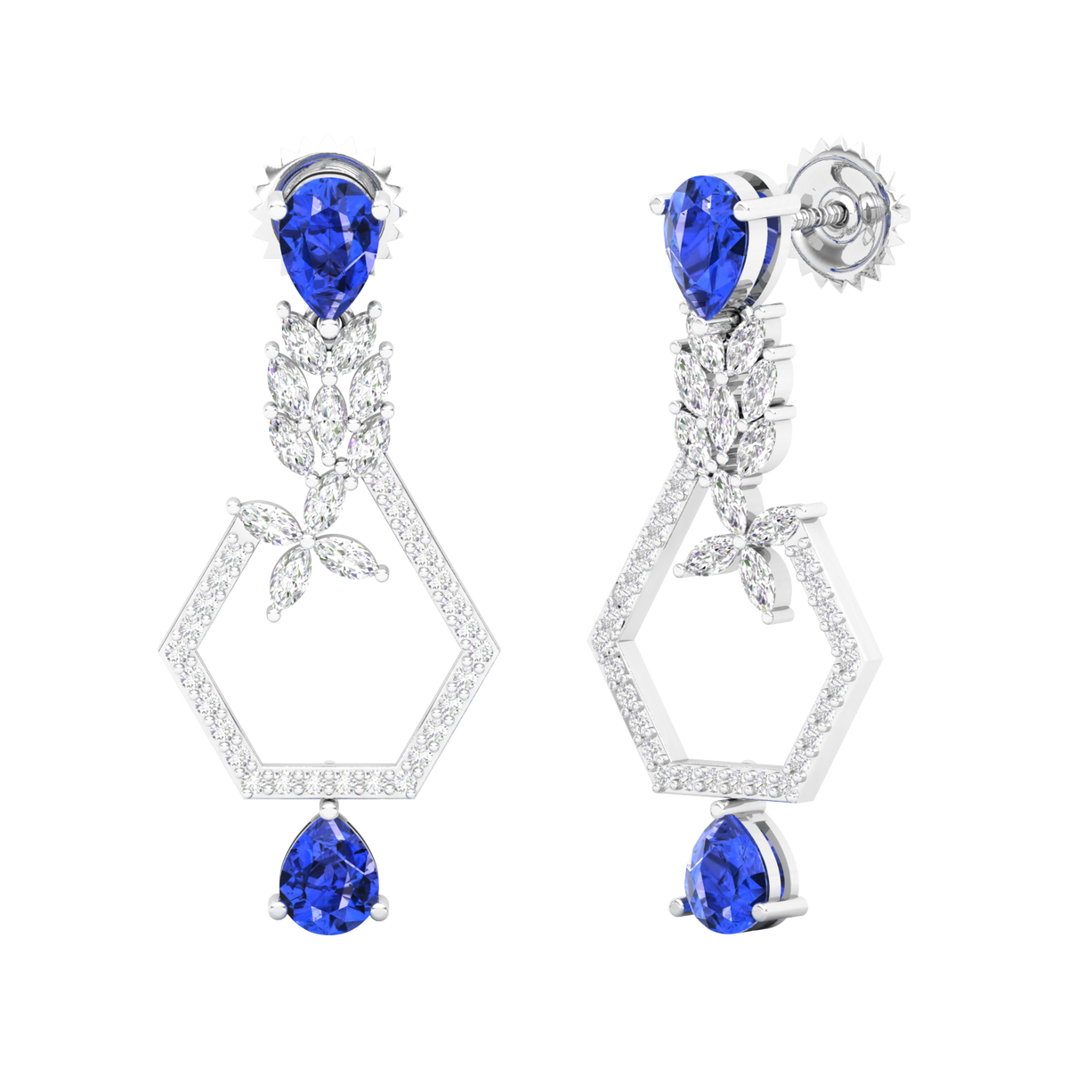 Maurya Mystic Pink Amethyst Drop Earrings with Marquise Diamonds