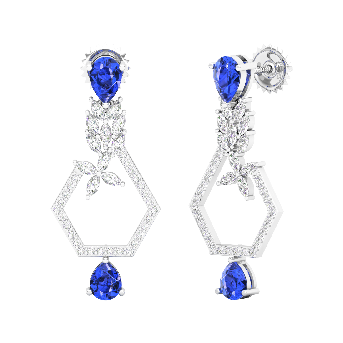 Maurya Mystic Pink Amethyst Drop Earrings with Marquise Diamonds