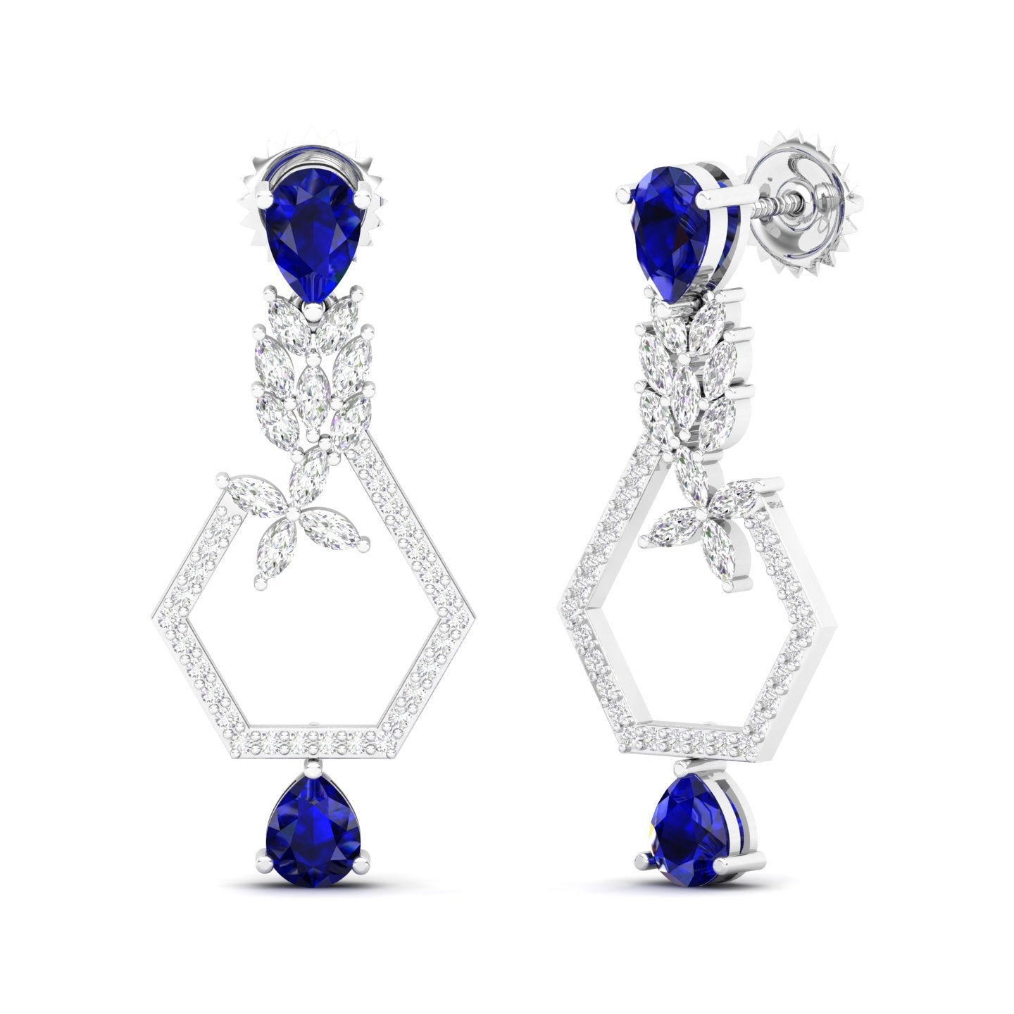 Maurya Mystic Pink Amethyst Drop Earrings with Marquise Diamonds