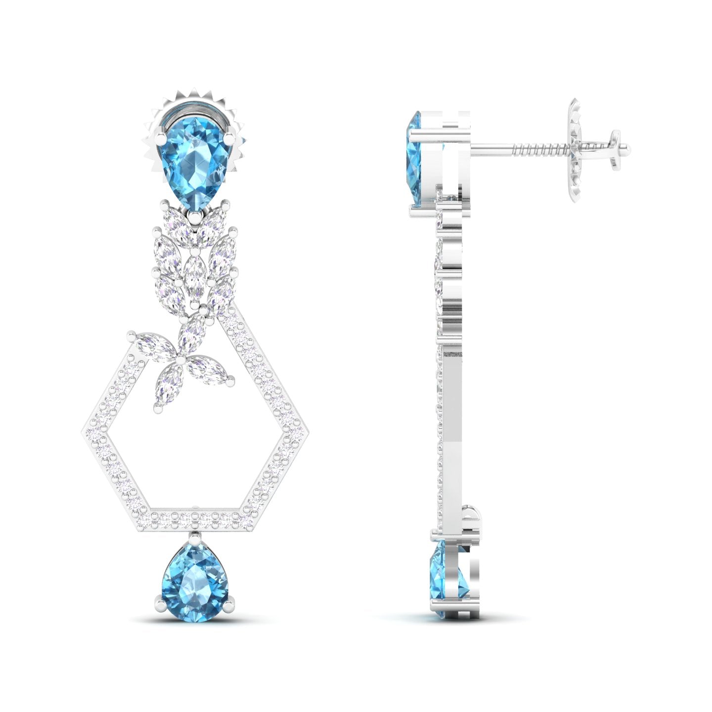 Maurya Mystic Pink Amethyst Drop Earrings with Marquise Diamonds
