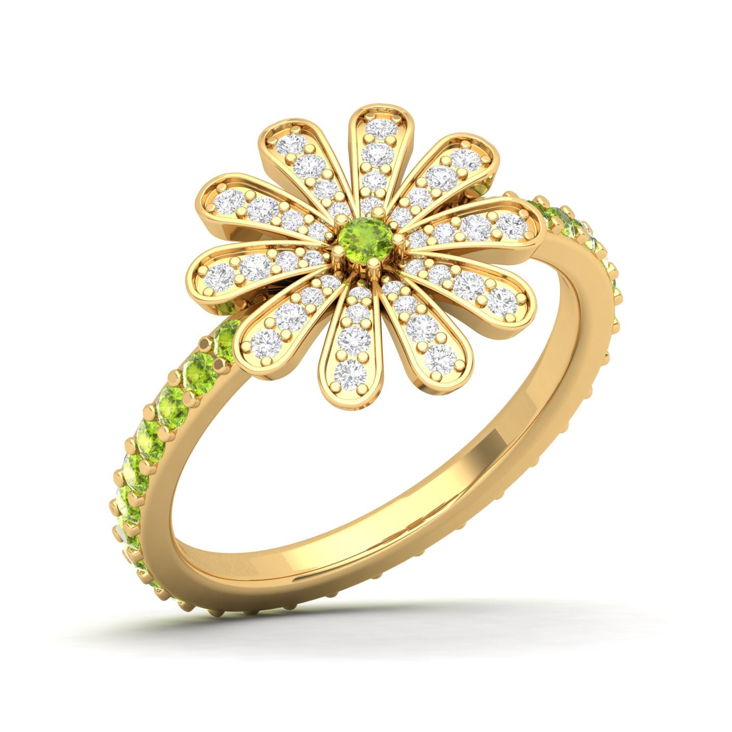 Maurya Happy Flower Promise Ring with Diamonds and Citrine