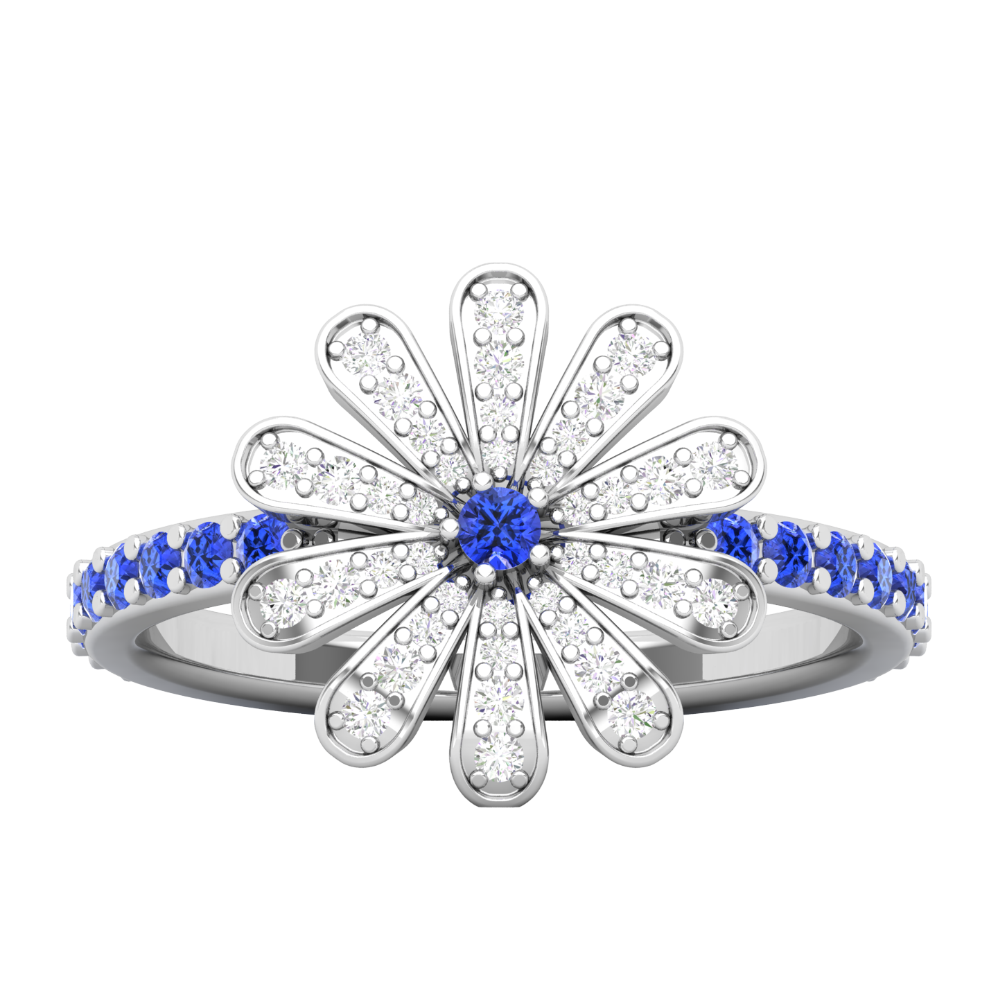 Maurya Happy Flower Promise Ring with Diamonds and Citrine