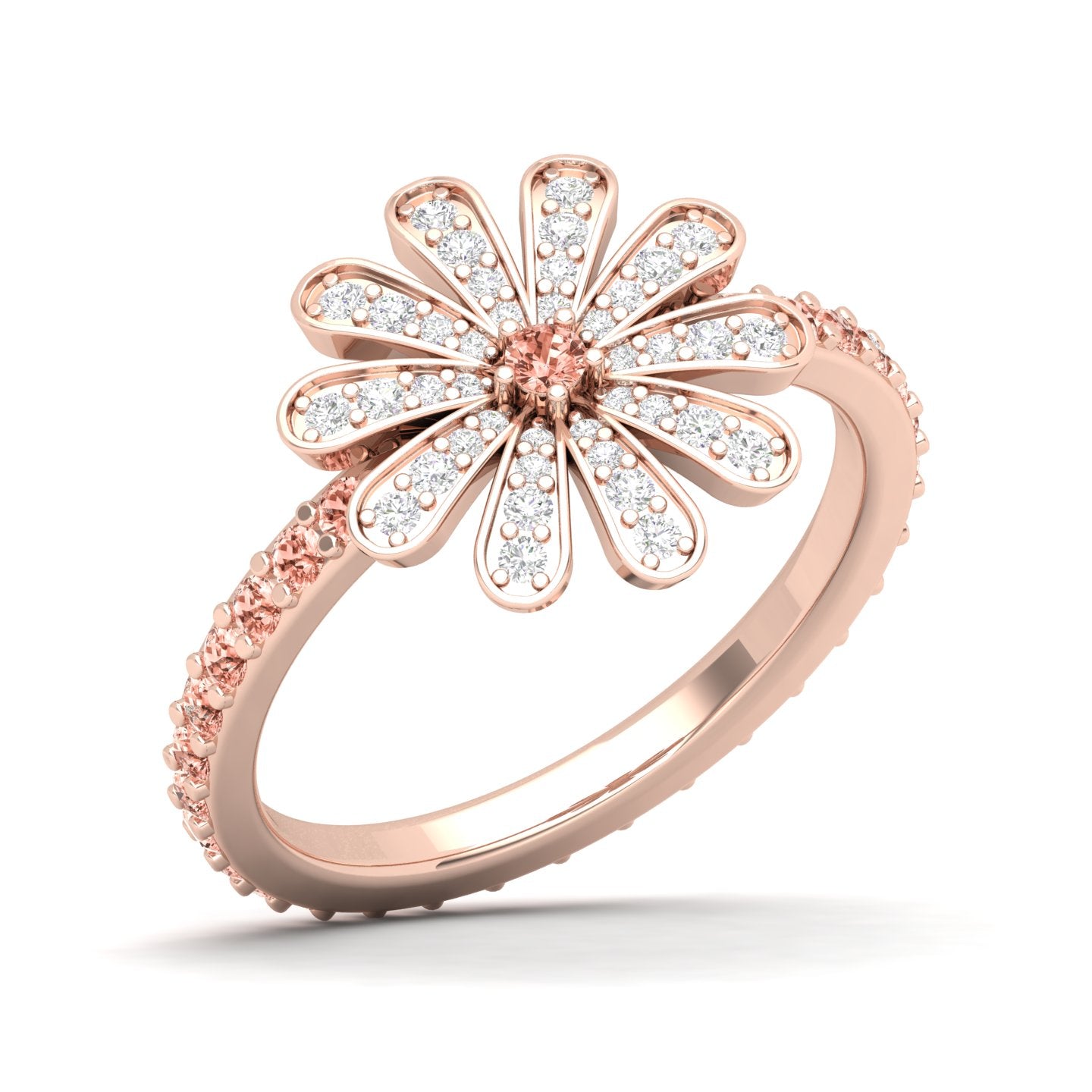 Maurya Happy Flower Promise Ring with Diamonds and Citrine