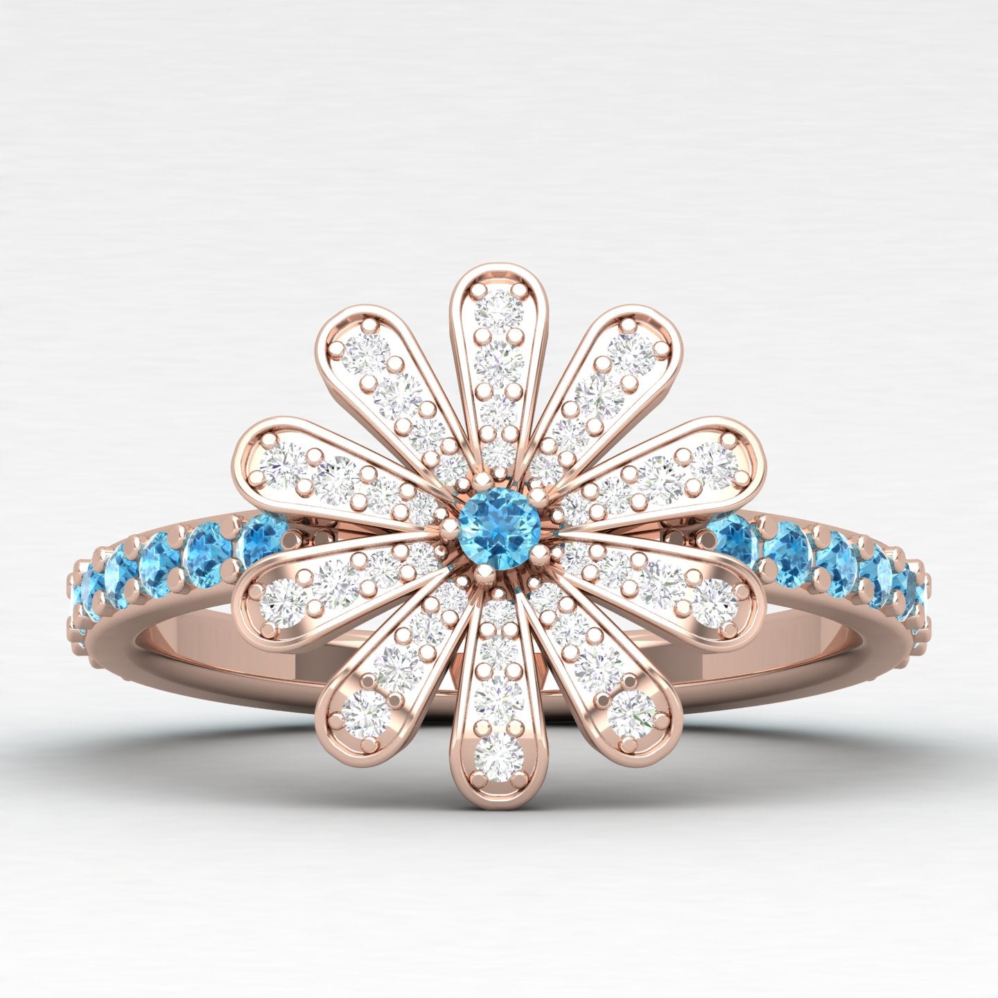 Maurya Happy Flower Promise Ring with Diamonds and Citrine