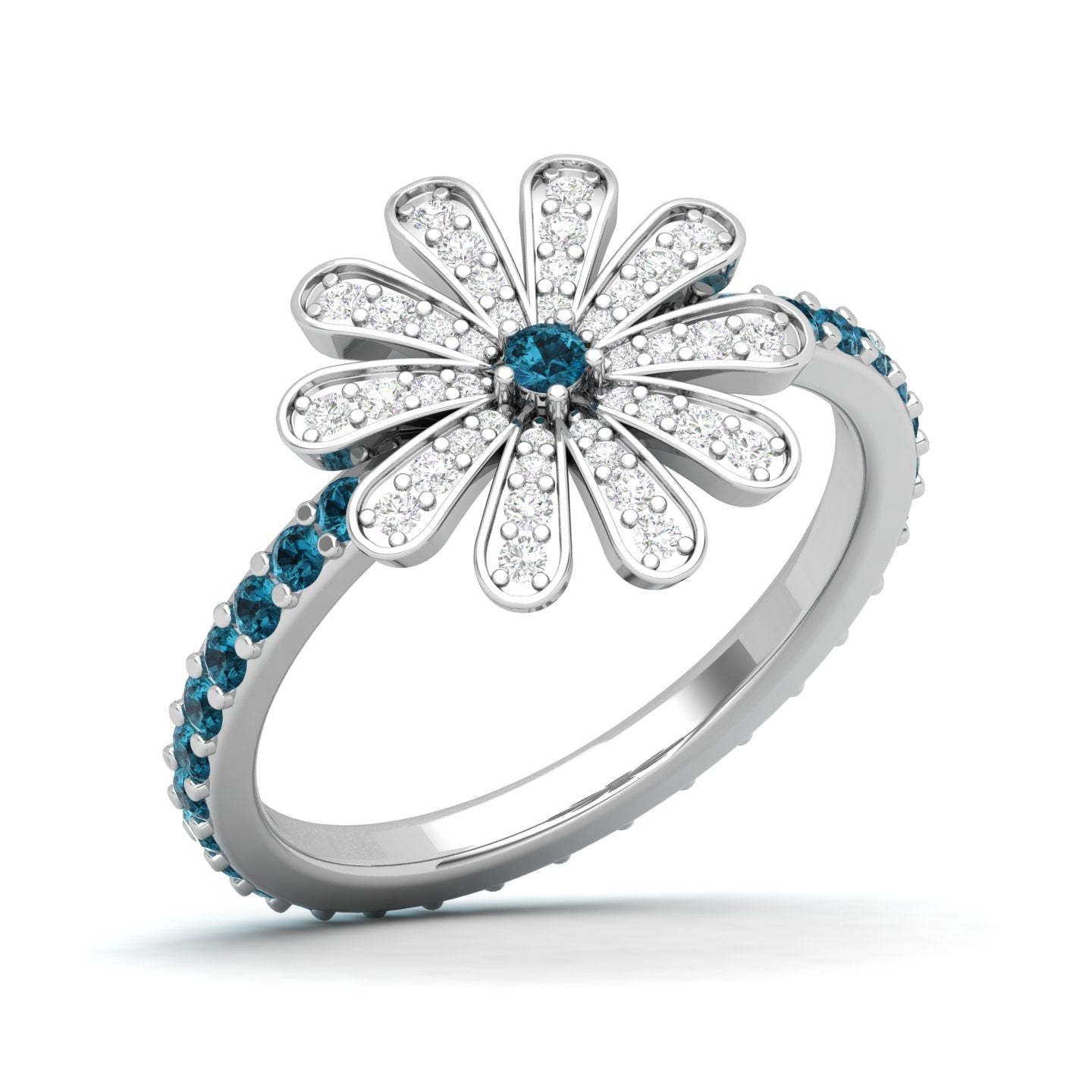 Maurya Happy Flower Promise Ring with Diamonds and Citrine