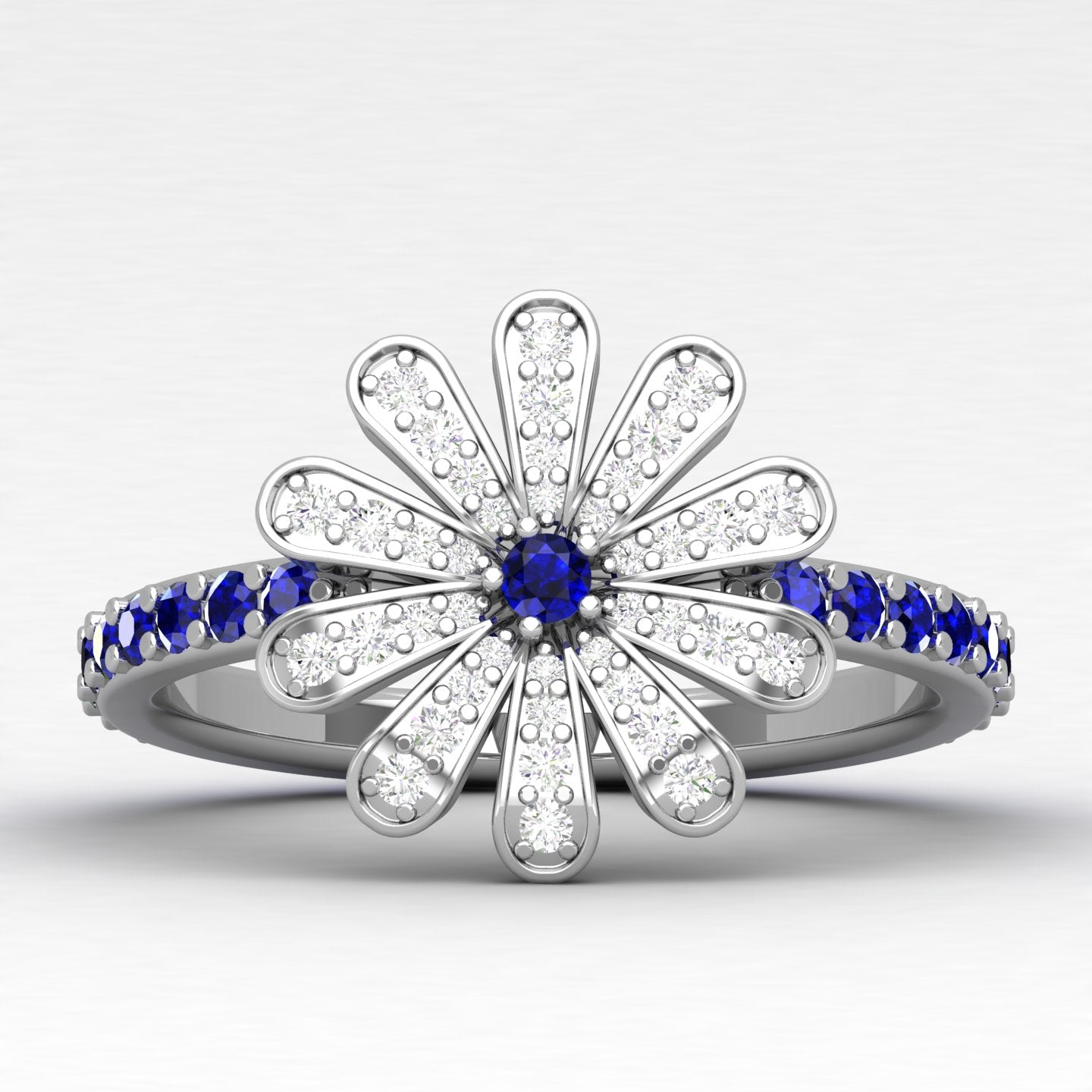 Maurya Happy Flower Promise Ring with Diamonds and Citrine
