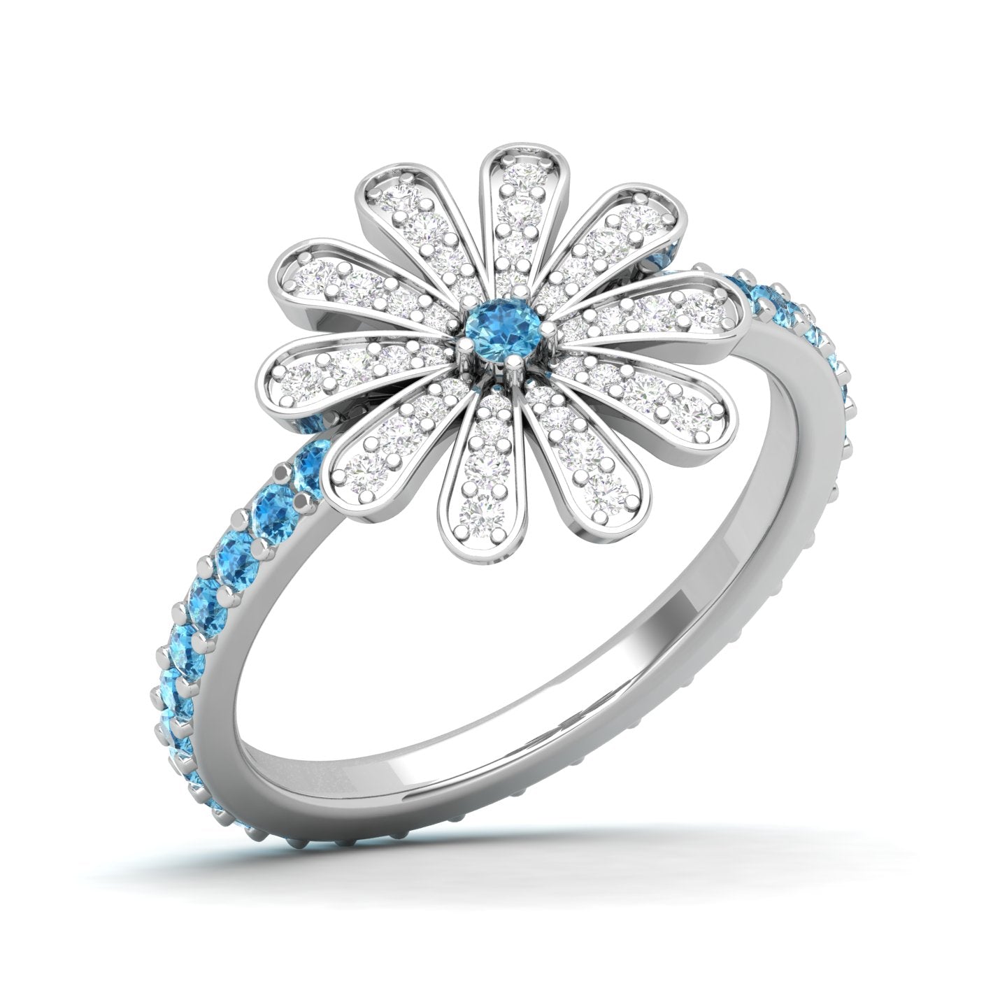 Maurya Happy Flower Promise Ring with Diamonds and Citrine