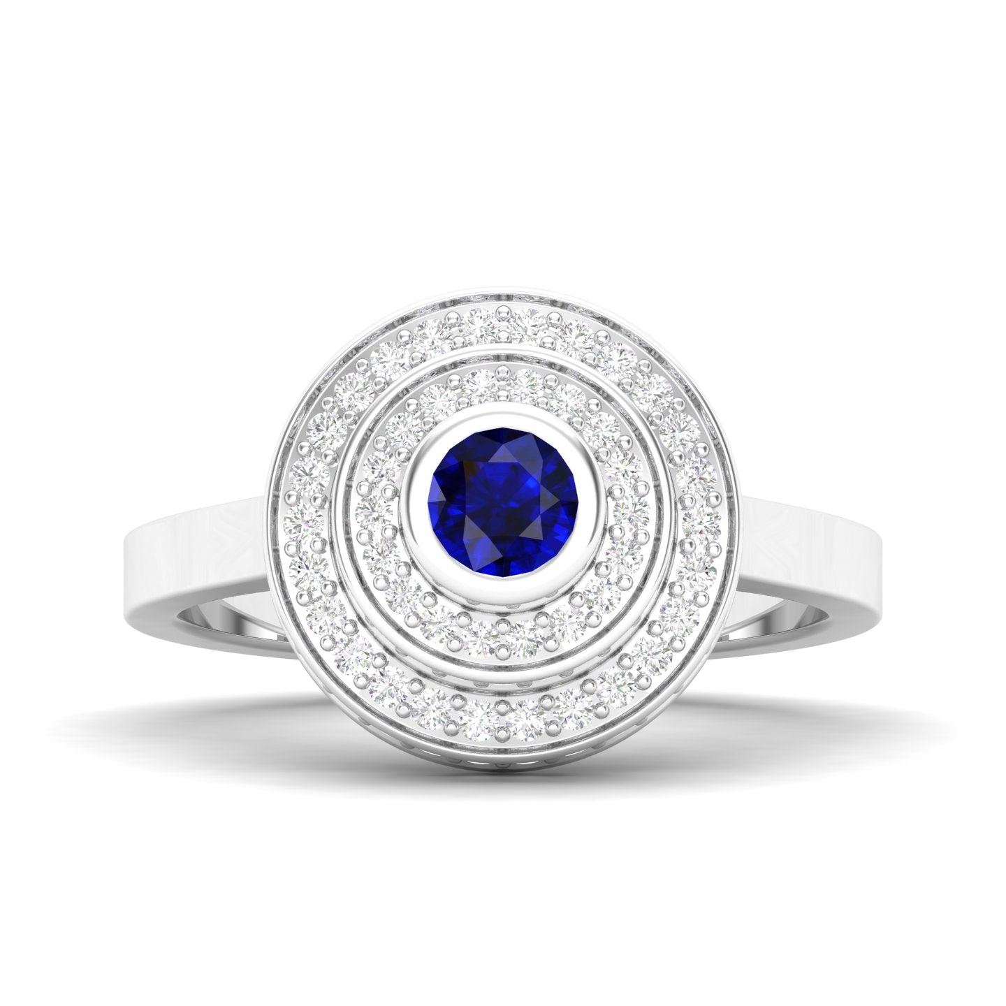 Maurya Sierra Blue Sapphire Cocktail Ring with Pave-Set Diamonds