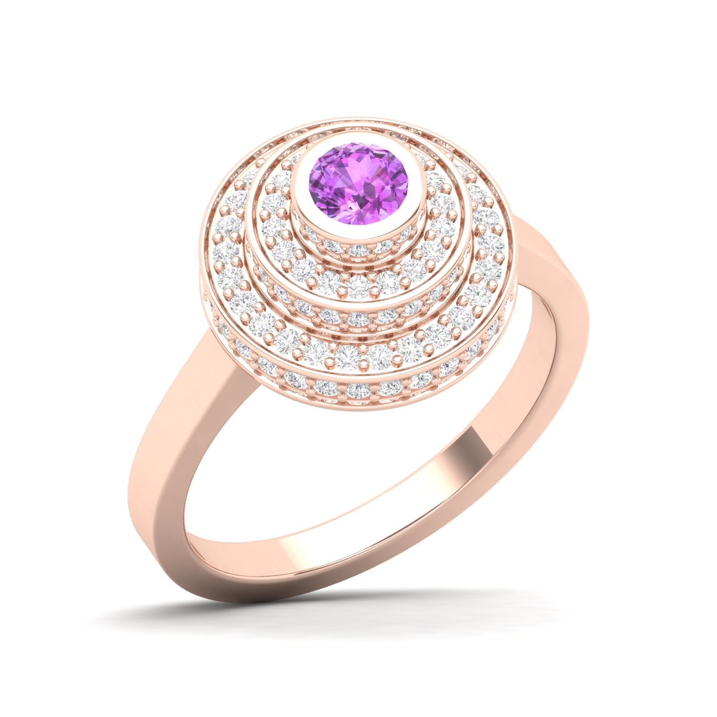 Maurya Sierra Blue Sapphire Cocktail Ring with Pave-Set Diamonds