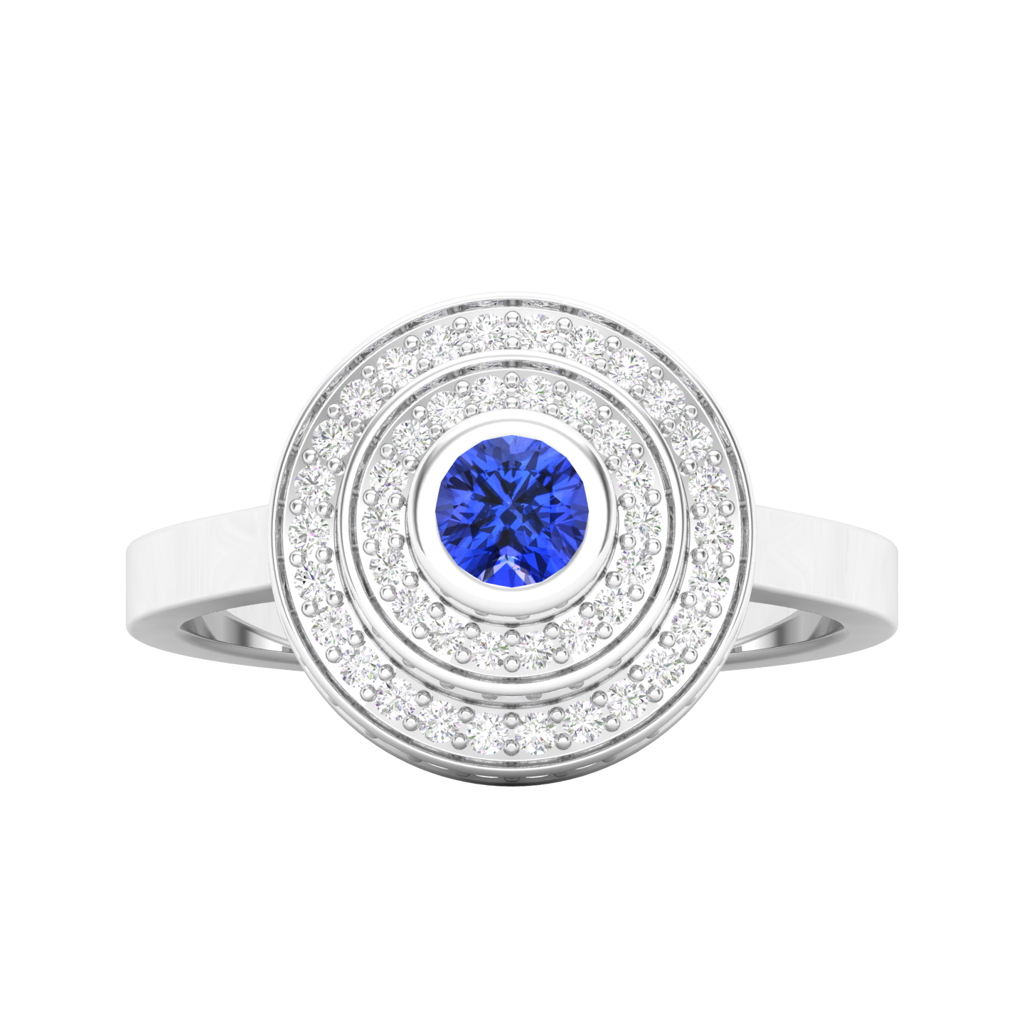 Maurya Sierra Blue Sapphire Cocktail Ring with Pave-Set Diamonds