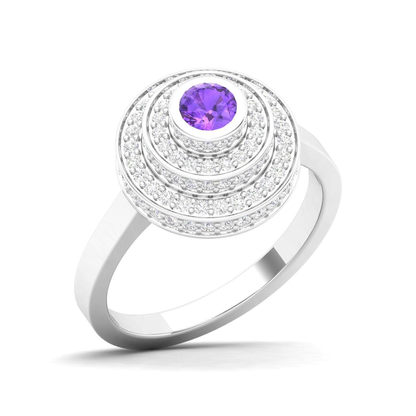 Maurya Sierra Blue Sapphire Cocktail Ring with Pave-Set Diamonds