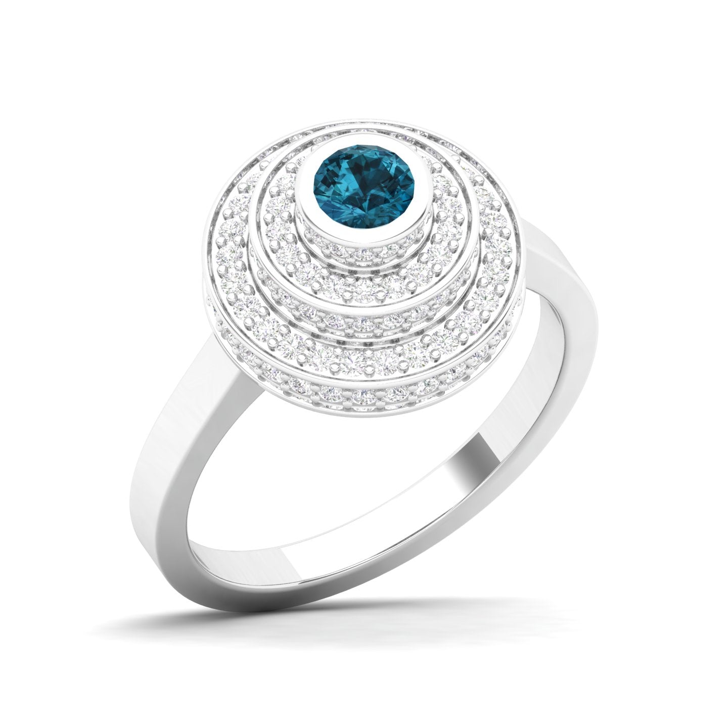 Maurya Sierra Blue Sapphire Cocktail Ring with Pave-Set Diamonds