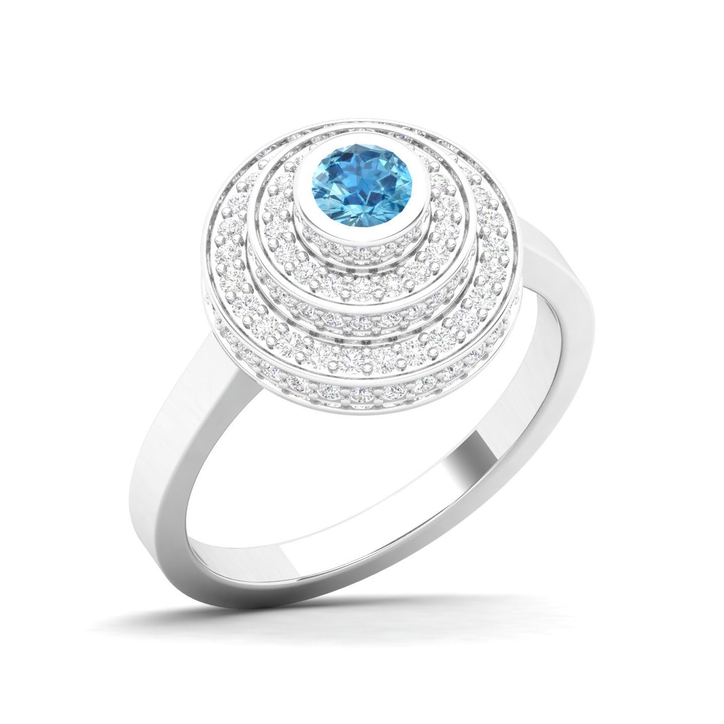 Maurya Sierra Blue Sapphire Cocktail Ring with Pave-Set Diamonds