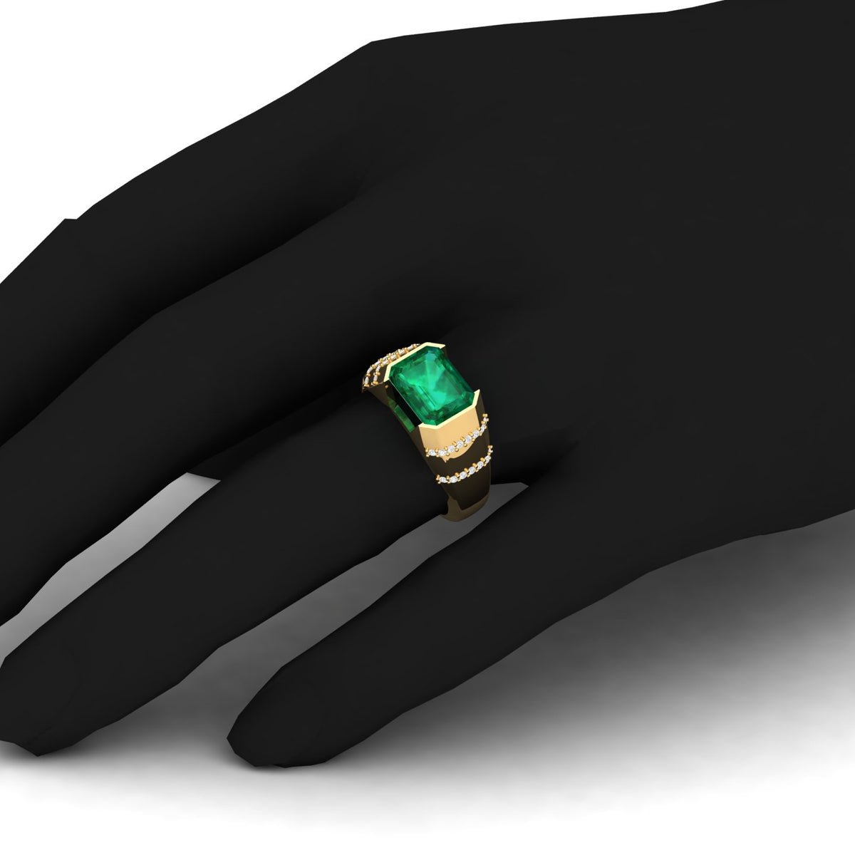 Maurya Octagon Tanzanite Bantam Signet Ring with Accent Diamonds