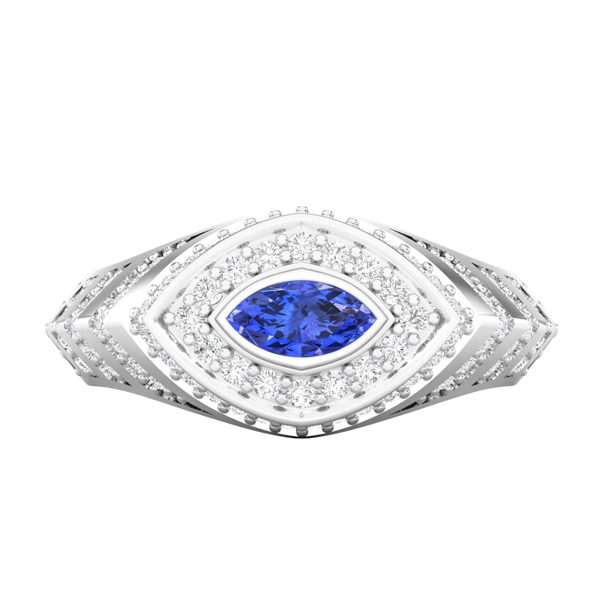 Maurya Yona Pink Amethyst East West Signet Ring with Pave-Set Diamonds