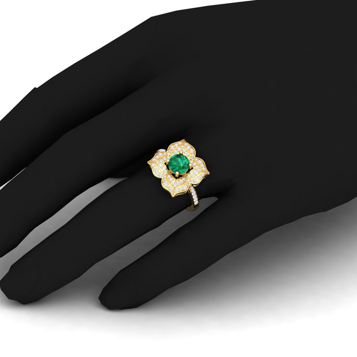 Maurya Solitaire Pink Amethyst Pompon Ring with Accent Diamonds