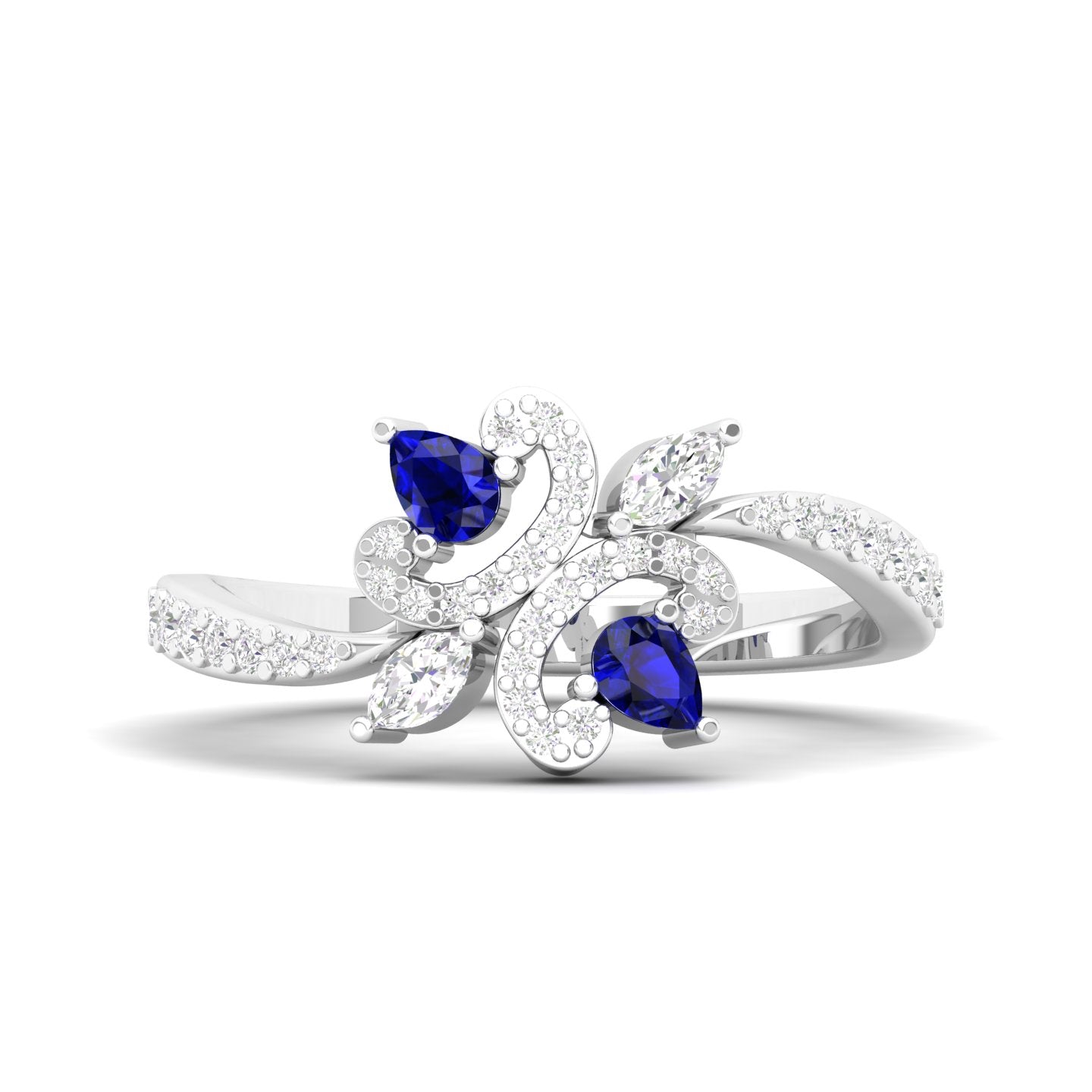 Maurya Ters Pear Shape Ruby Ring with Accent Diamonds