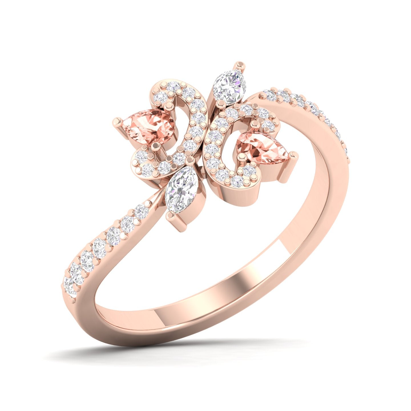 Maurya Ters Pear Shape Ruby Ring with Accent Diamonds