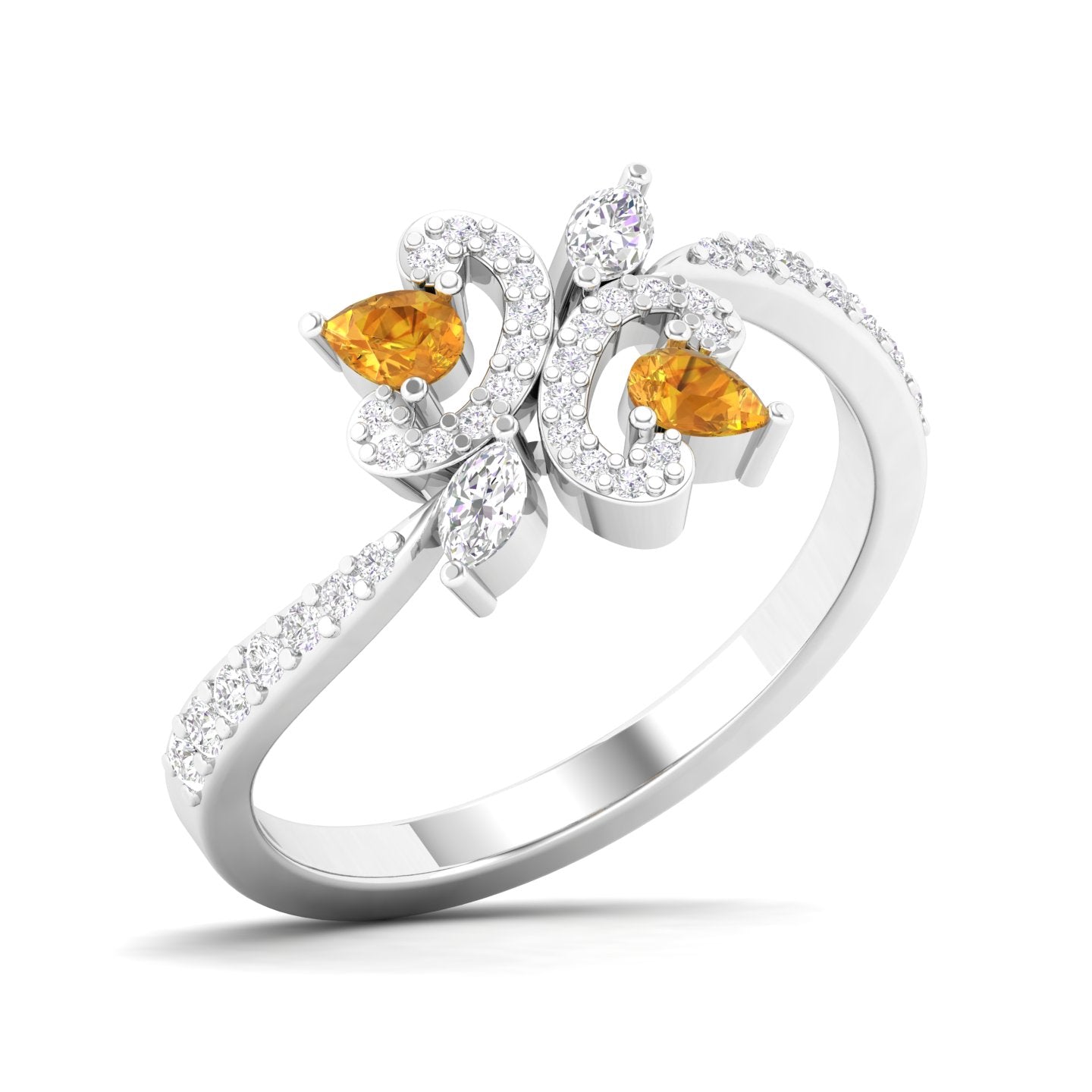 Maurya Ters Pear Shape Ruby Ring with Accent Diamonds