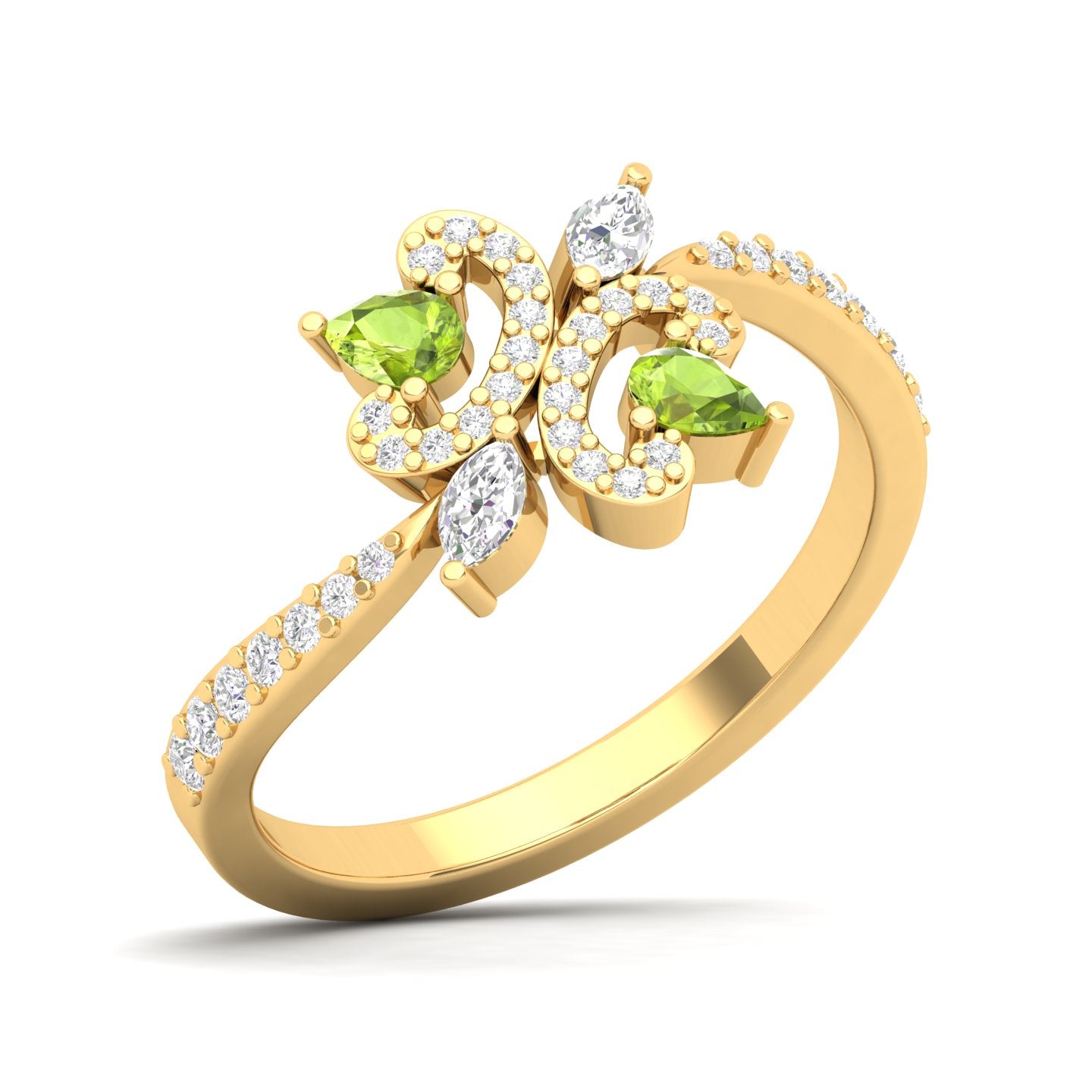 Maurya Ters Pear Shape Ruby Ring with Accent Diamonds