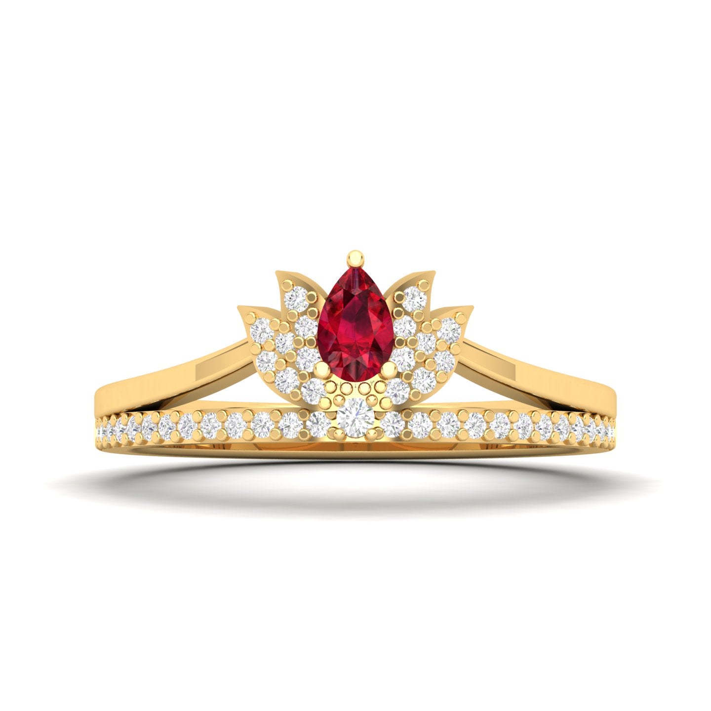 Maurya Ruby Loto Promise Ring with Accent Diamonds