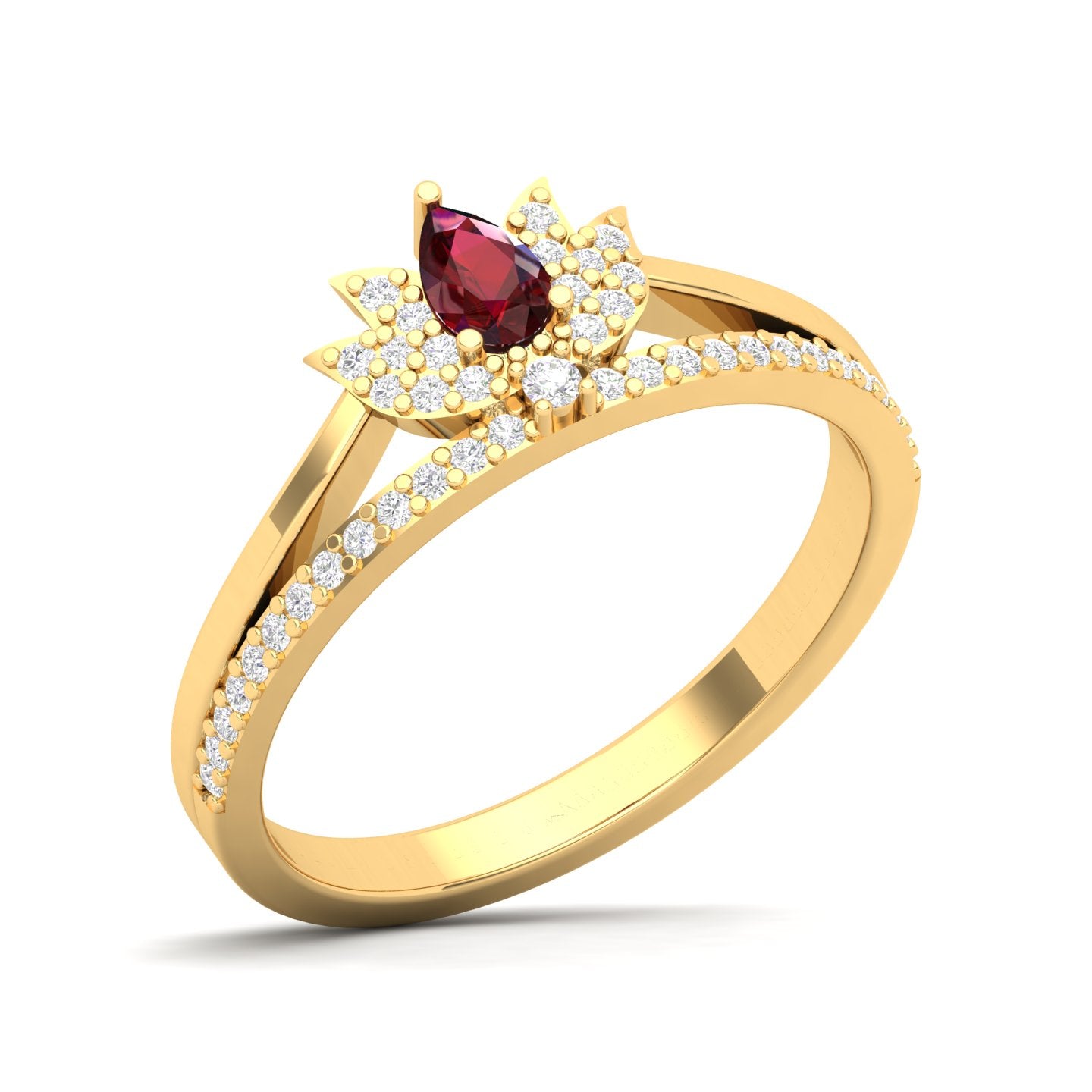 Maurya Ruby Loto Promise Ring with Accent Diamonds