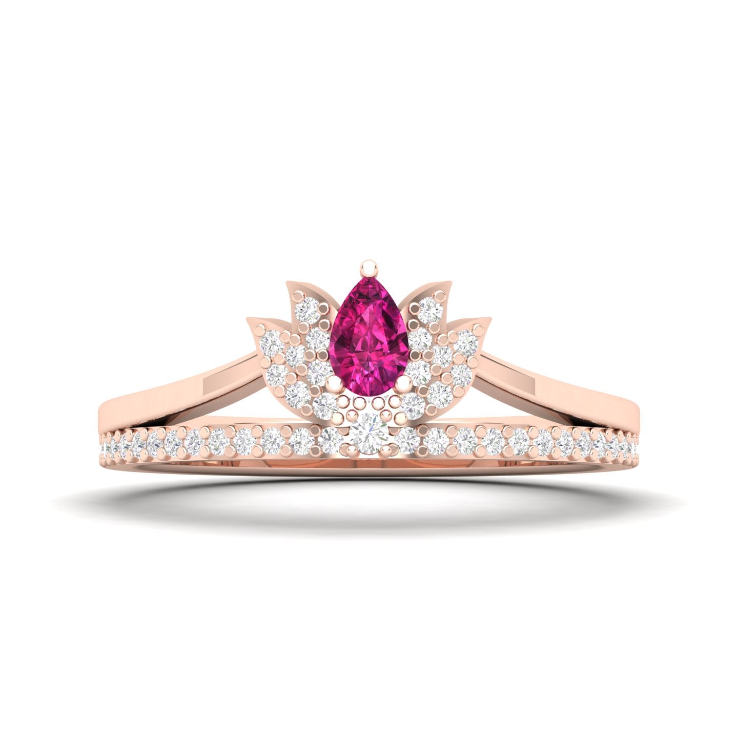 Maurya Ruby Loto Promise Ring with Accent Diamonds