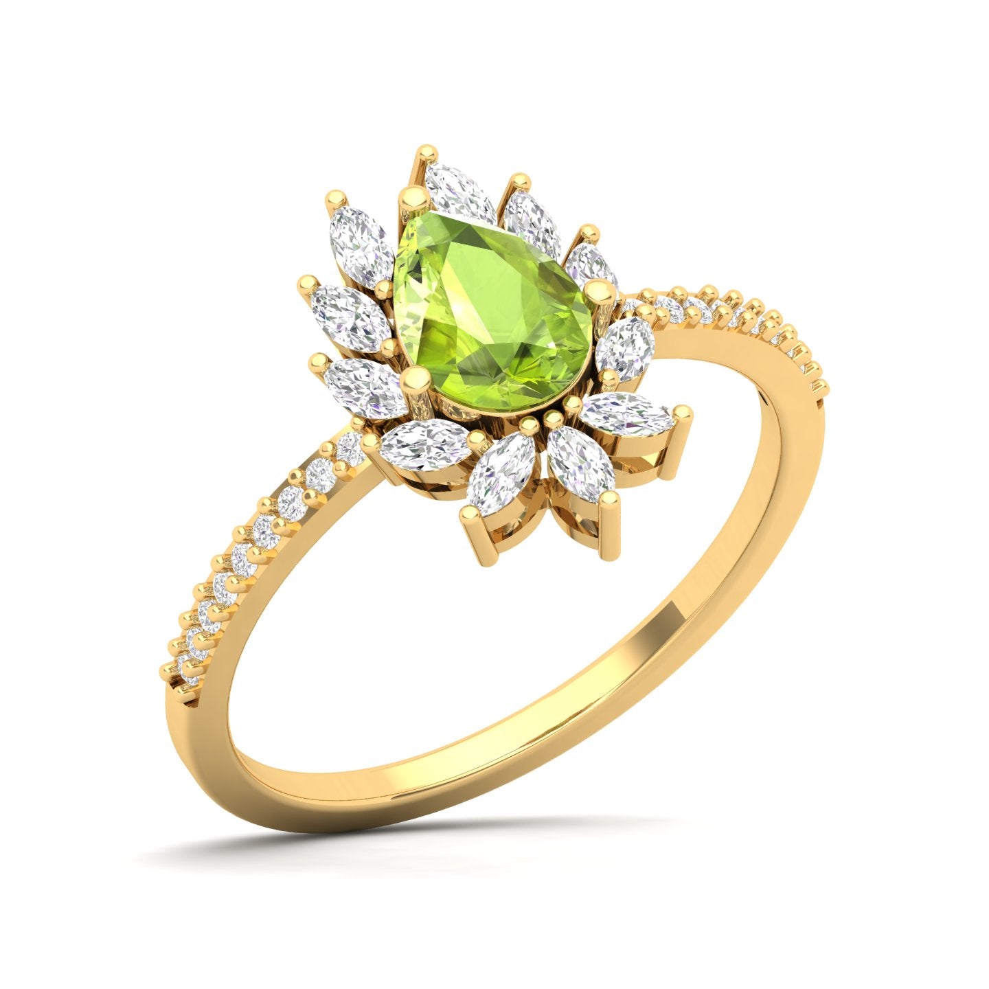 Maurya Solitaire Ruby Padma Engagement Ring with Diamond Halo