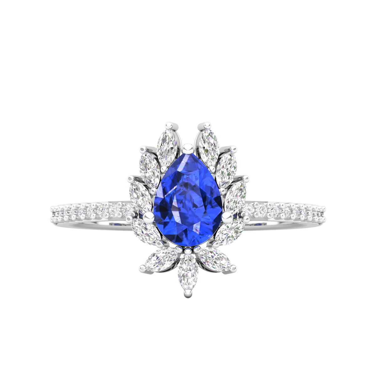 Maurya Solitaire Ruby Padma Engagement Ring with Diamond Halo