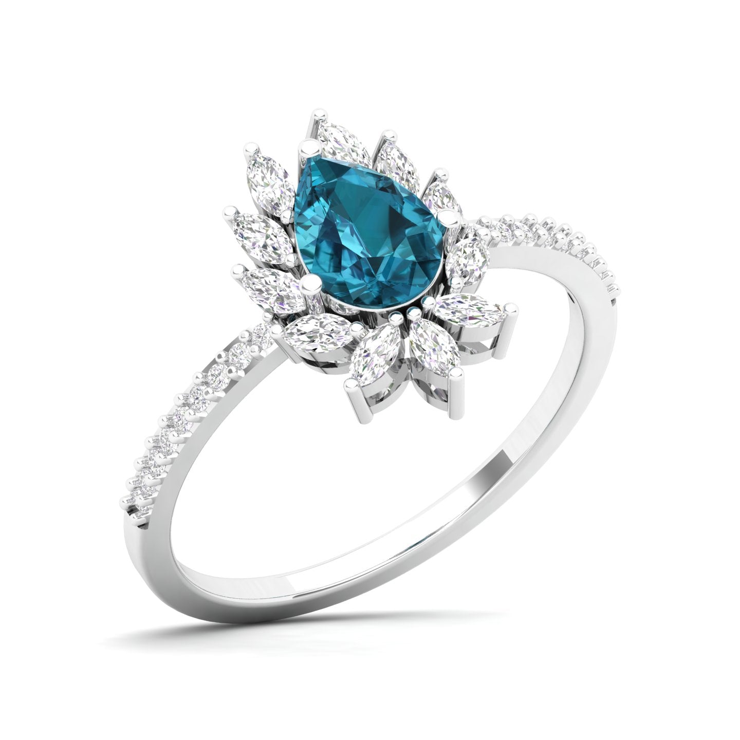 Maurya Solitaire Ruby Padma Engagement Ring with Diamond Halo