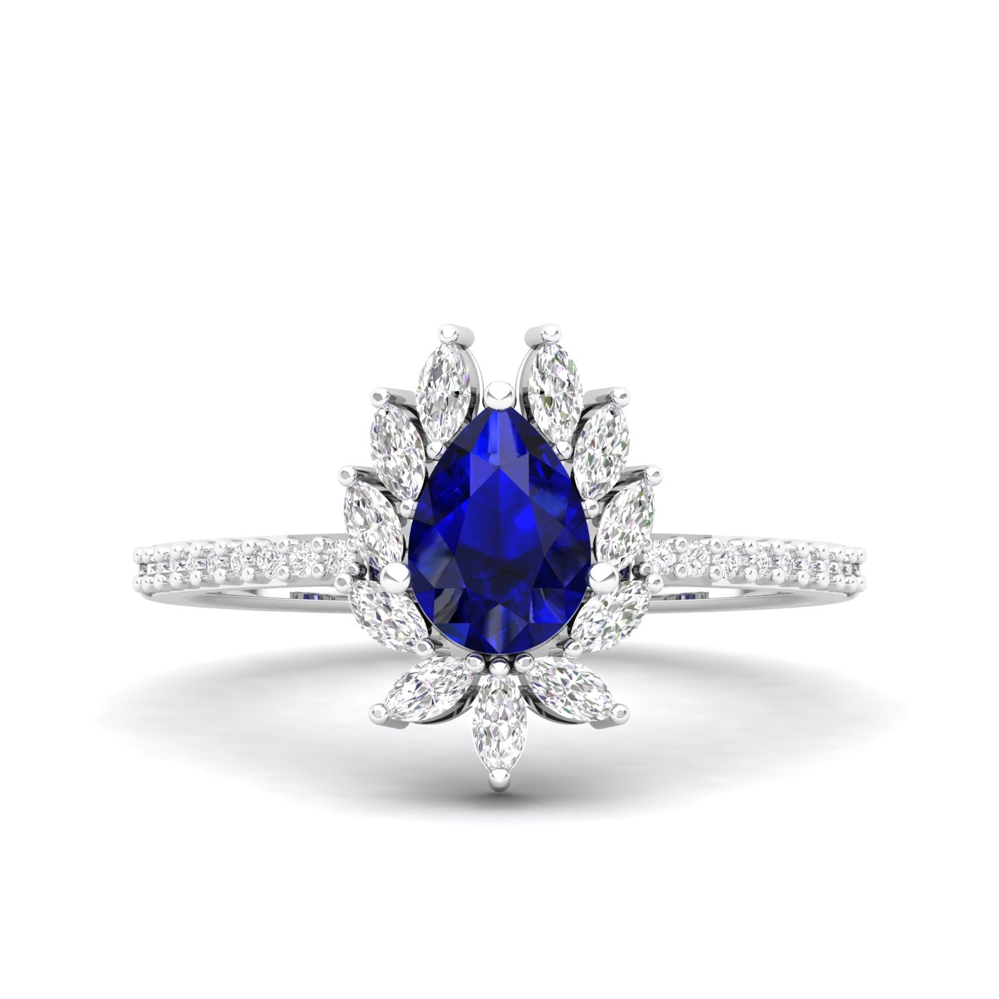 Maurya Solitaire Ruby Padma Engagement Ring with Diamond Halo