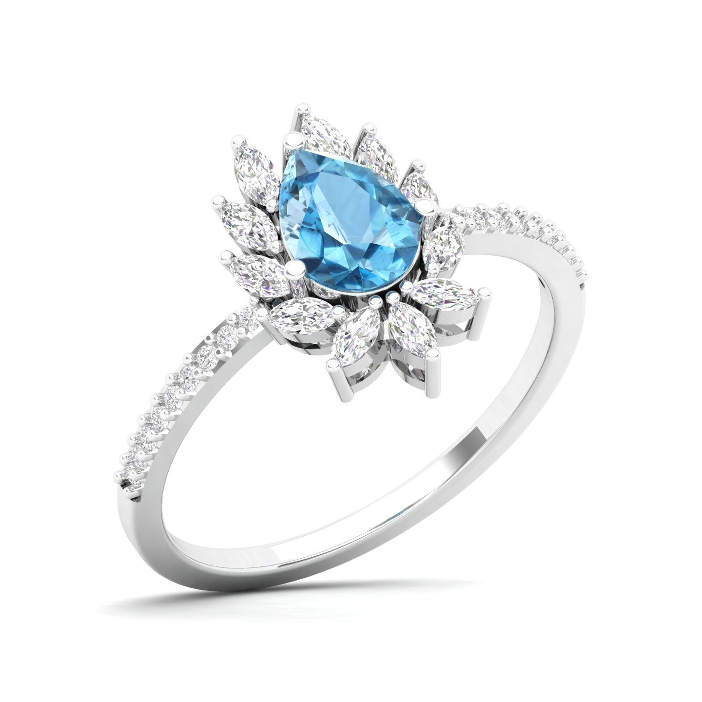 Maurya Solitaire Ruby Padma Engagement Ring with Diamond Halo