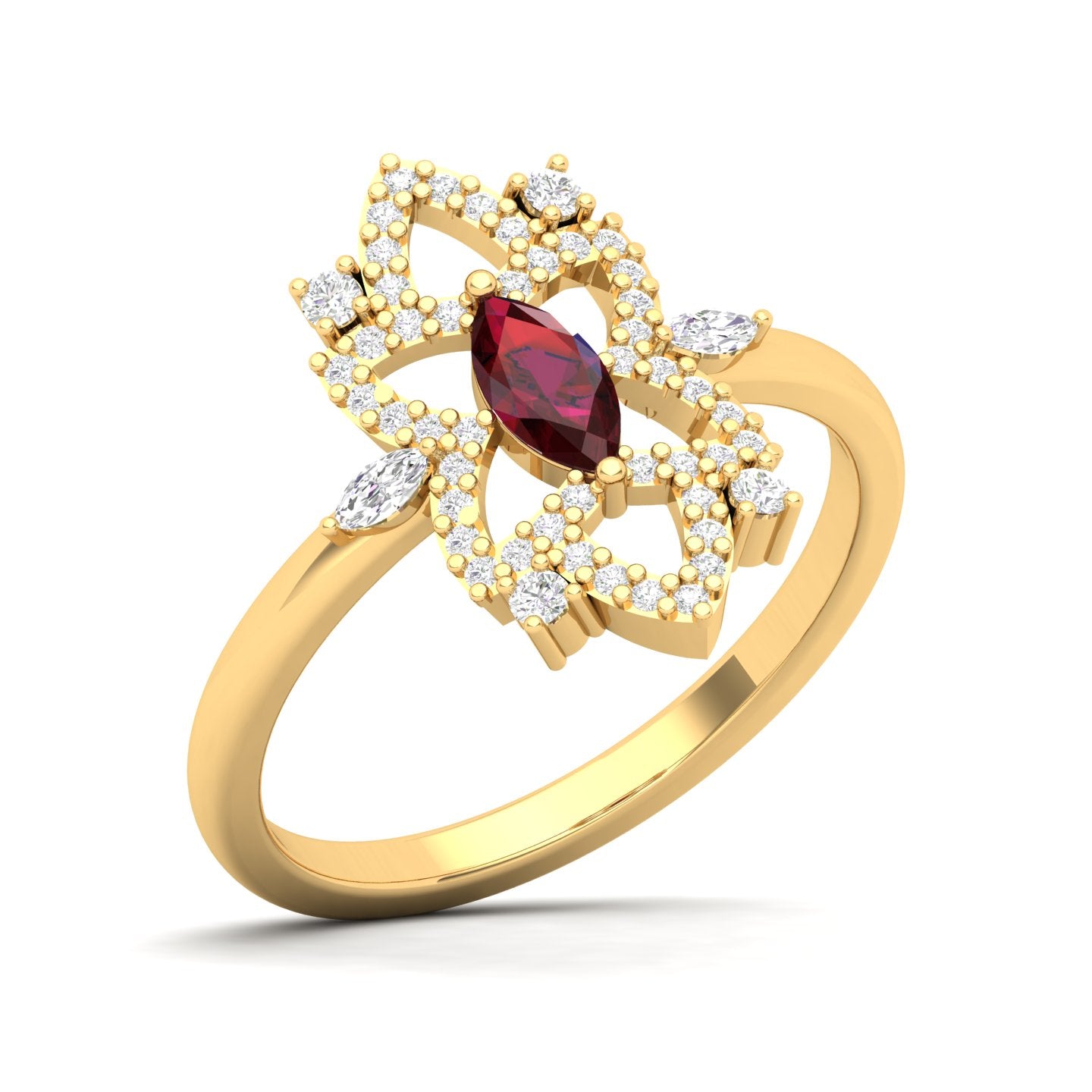 Maurya Solitaire Tanzanite Jasmine Promise Ring with Accent Diamonds