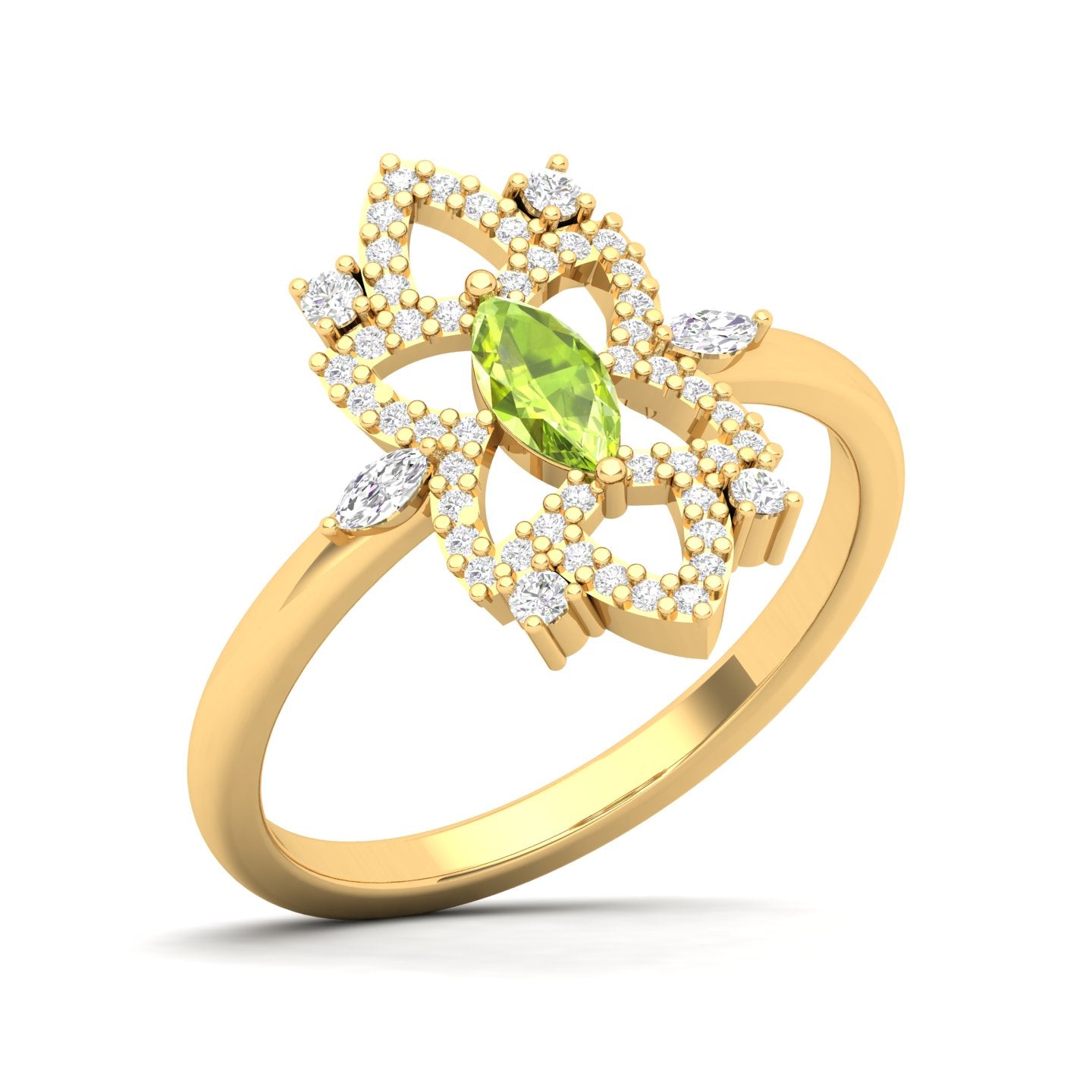 Maurya Solitaire Tanzanite Jasmine Promise Ring with Accent Diamonds