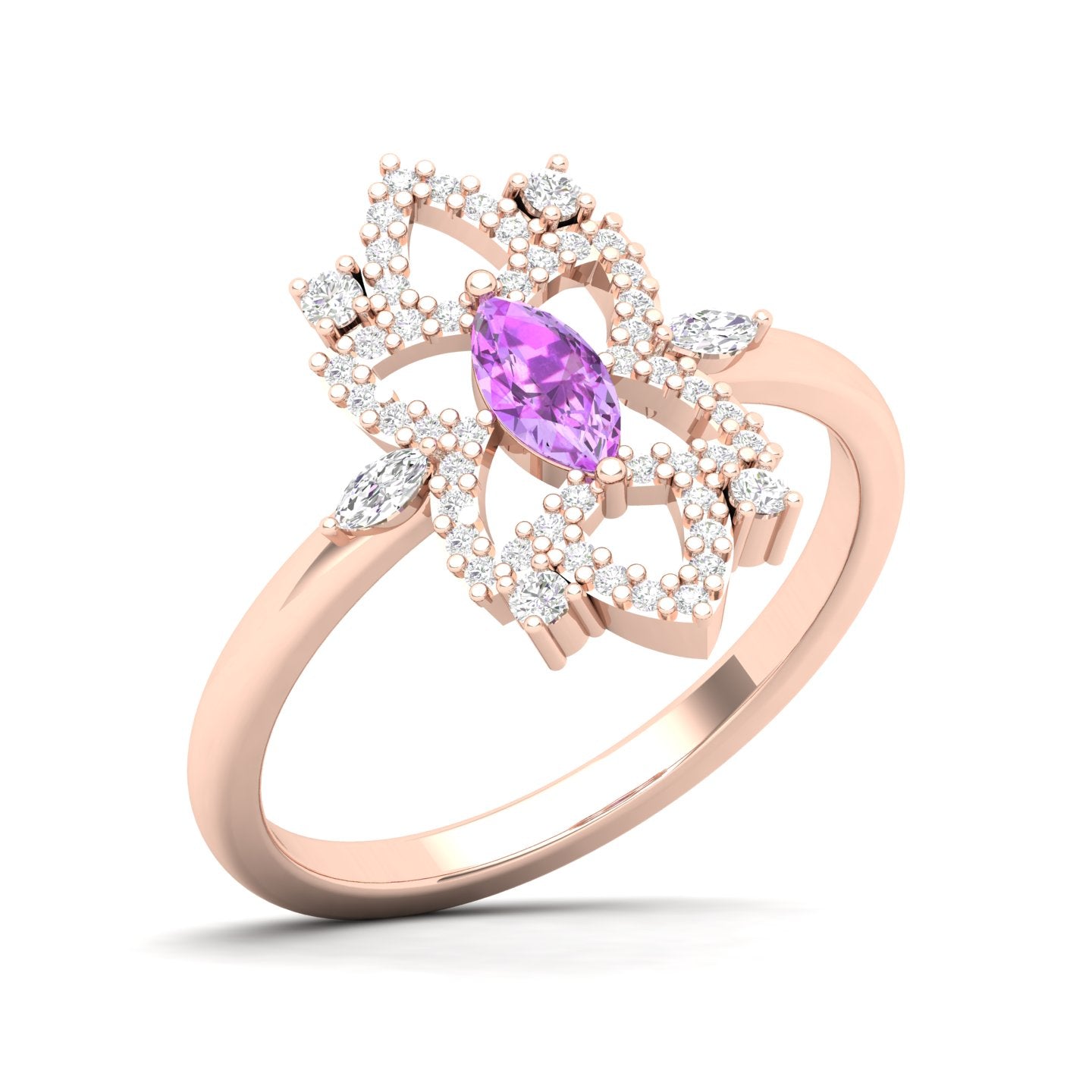 Maurya Solitaire Tanzanite Jasmine Promise Ring with Accent Diamonds