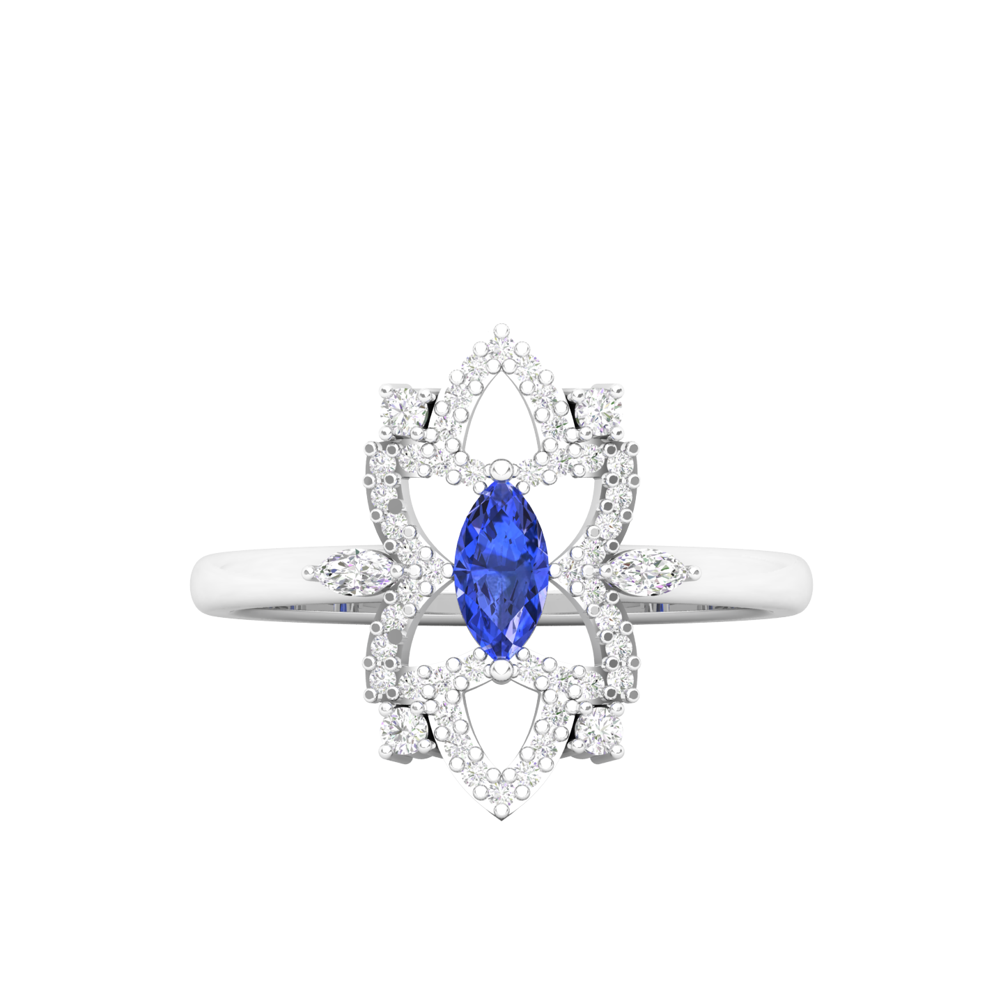 Maurya Solitaire Tanzanite Jasmine Promise Ring with Accent Diamonds