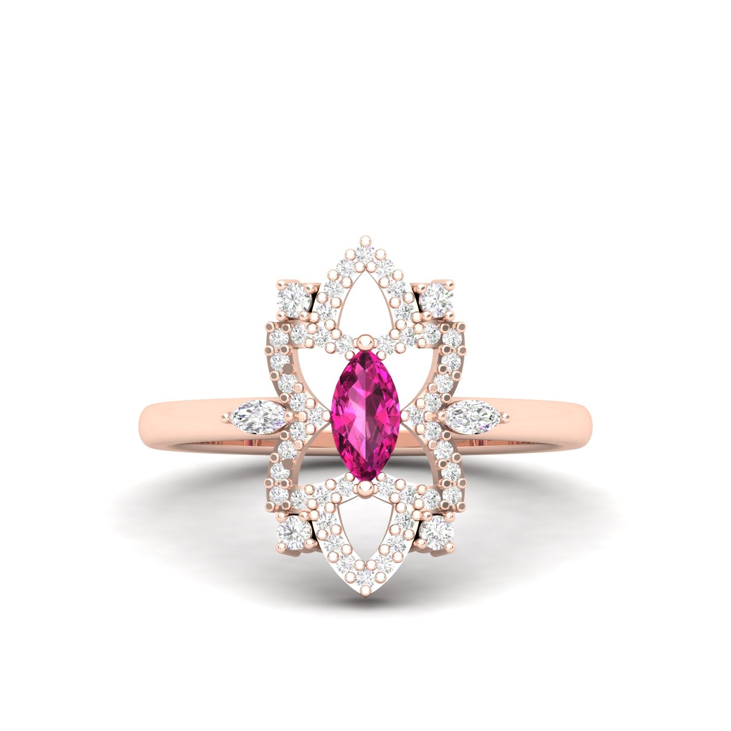 Maurya Solitaire Tanzanite Jasmine Promise Ring with Accent Diamonds